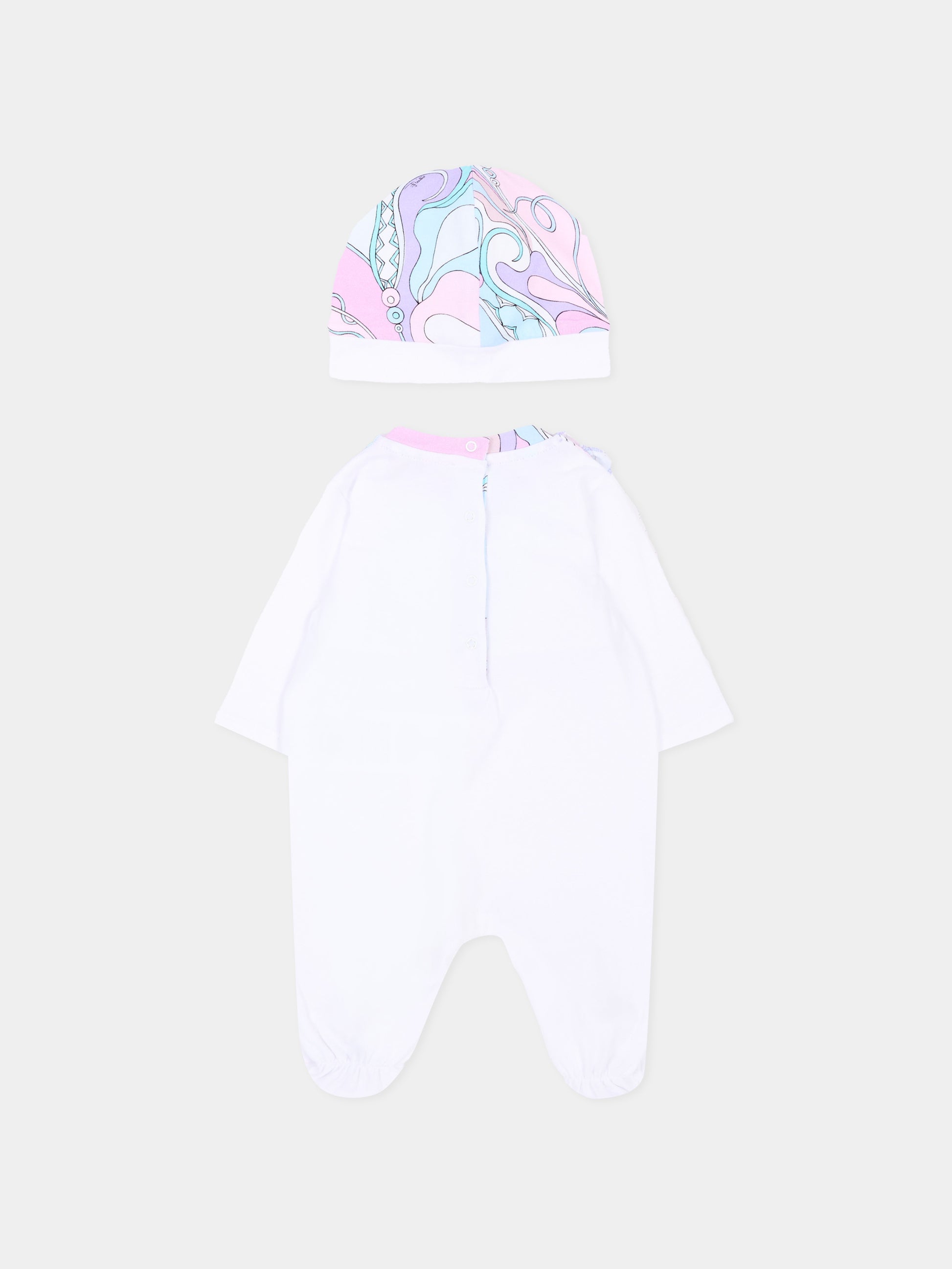 Set tutina bianco per neonata,Emilio Pucci Junior,PZB000 Z3277 100RS
