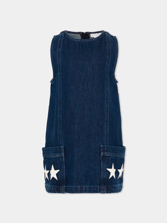 Vestito denim per bambina con stelle,Stella Mccartney Kids,TZ1A82 Z0746 665