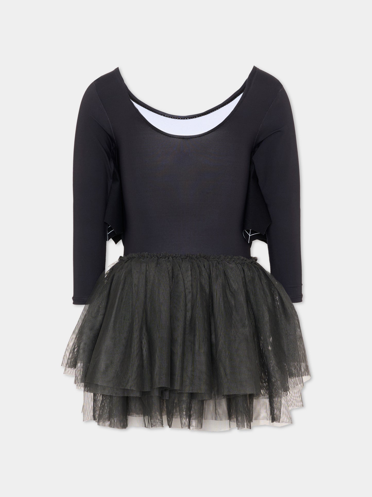 Vestito a manica lunga nero per bambina con tulle,Stella Mccartney Kids,TZ1C00 Z0157 962