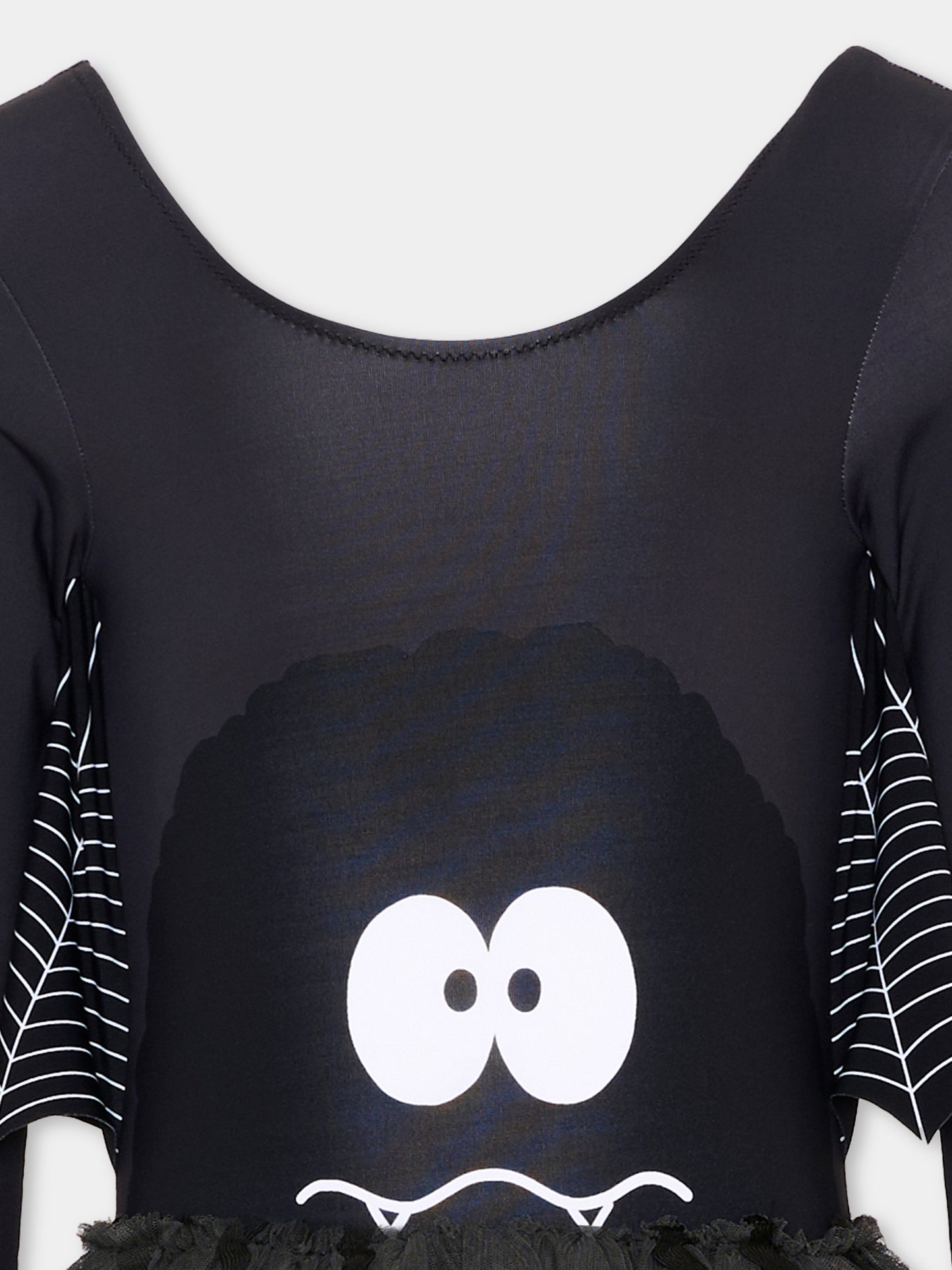 Vestito a manica lunga nero per bambina con tulle,Stella Mccartney Kids,TZ1C00 Z0157 962
