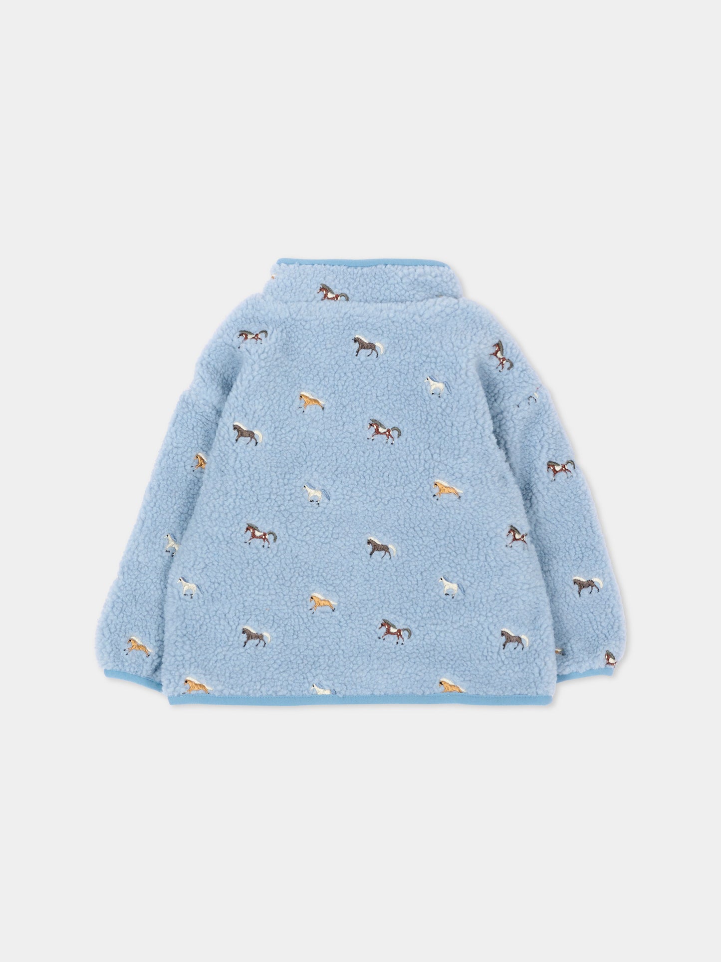Ecopelliccia azzurra per neonato con cavalli,Stella Mccartney Kids,TZ2367 Z4123 643EM
