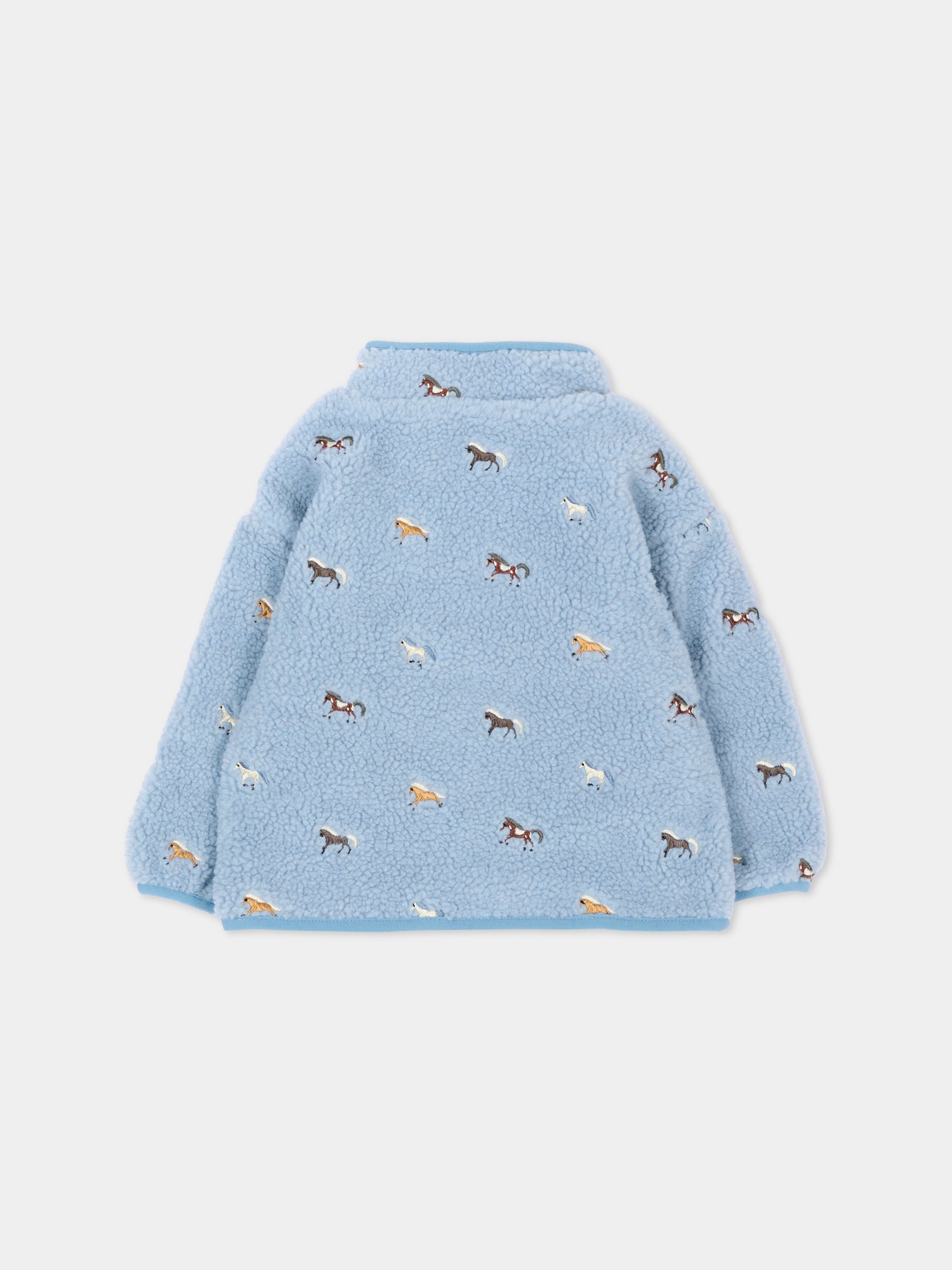 Ecopelliccia azzurra per neonato con cavalli,Stella Mccartney Kids,TZ2367 Z4123 643EM