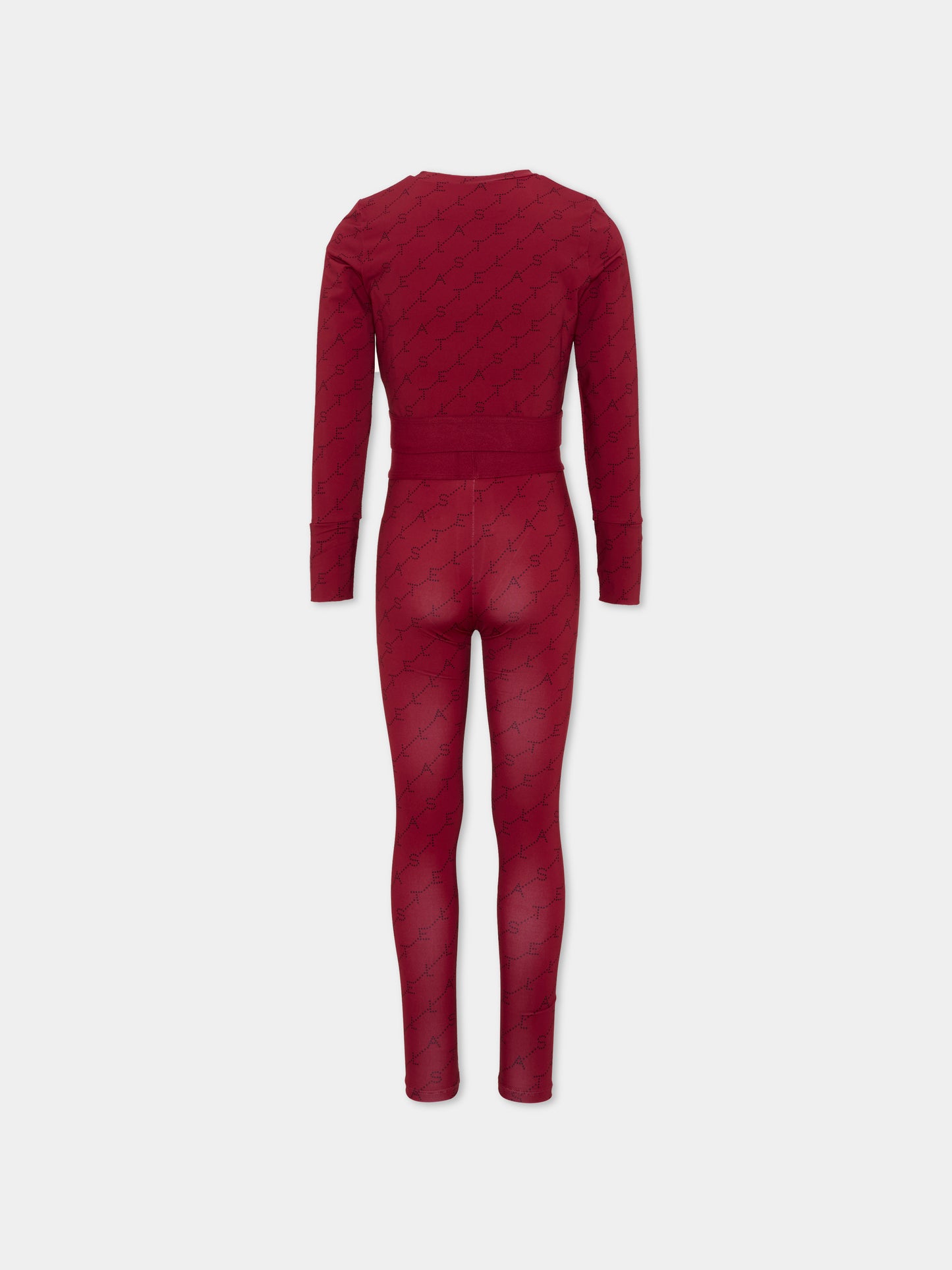 Completo sportivo lungo bordeaux per bambina con logo,Stella Mccartney Kids,TZ3A90 Z3919 416NE