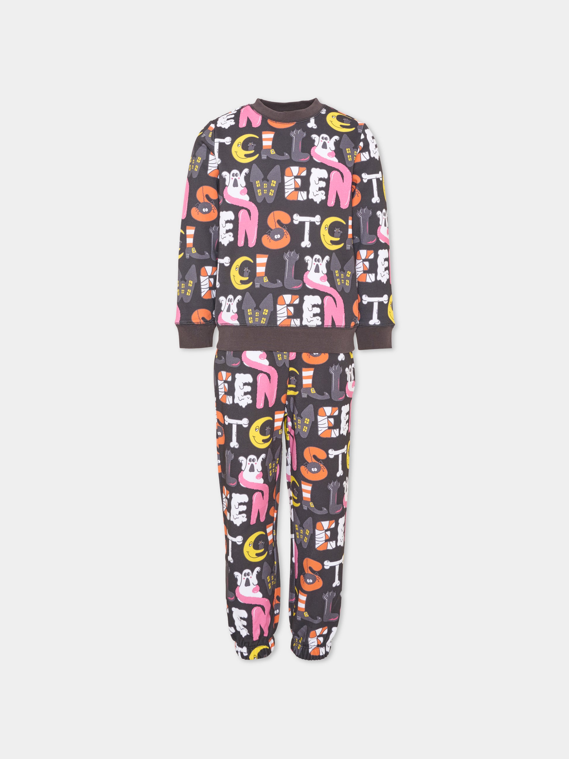 Completo sportivo lungo nero per bambina con stampa,Stella Mccartney Kids,TZ3H00 Z3963 930MC
