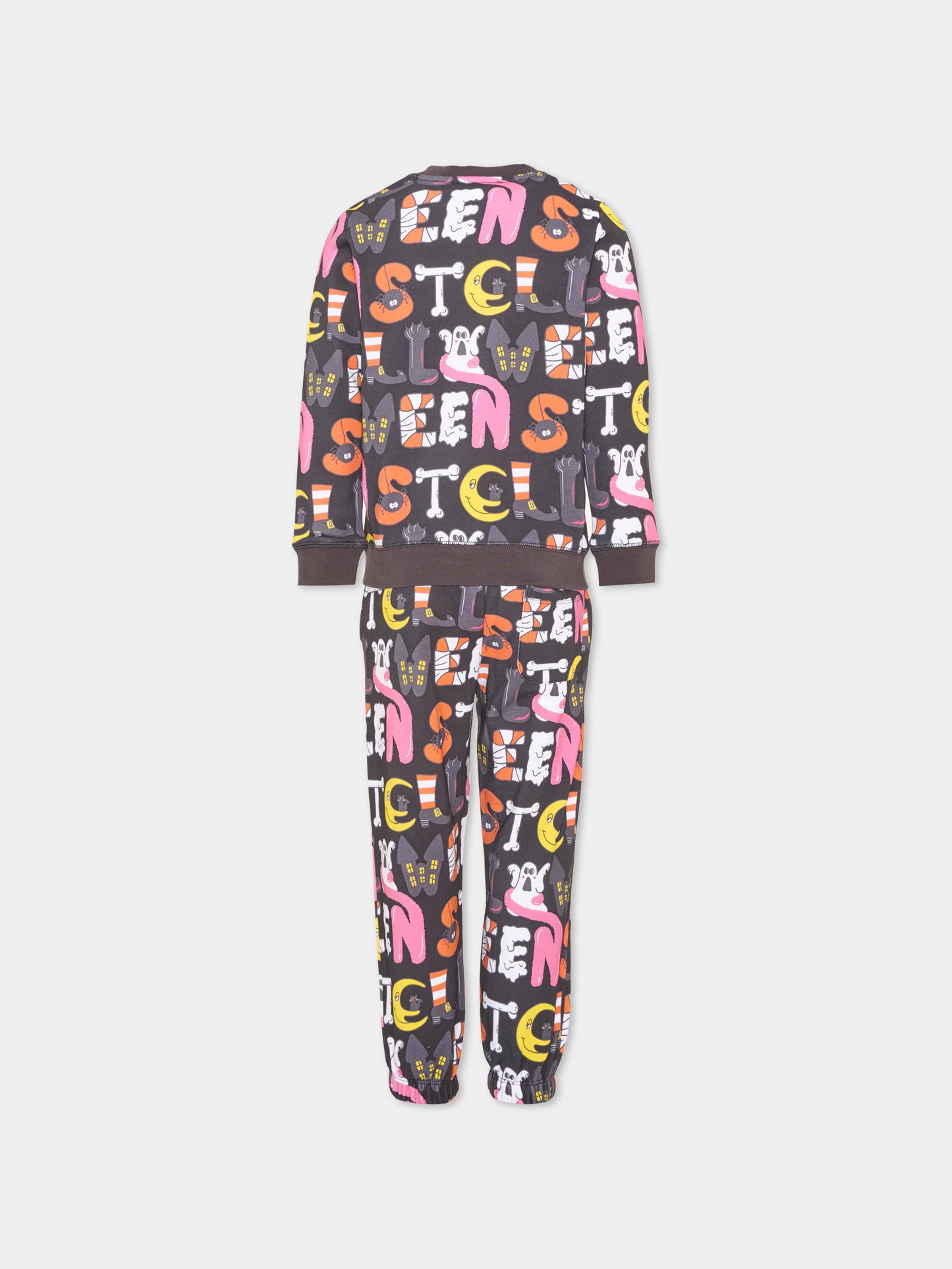Completo sportivo lungo nero per bambina con stampa,Stella Mccartney Kids,TZ3H00 Z3963 930MC