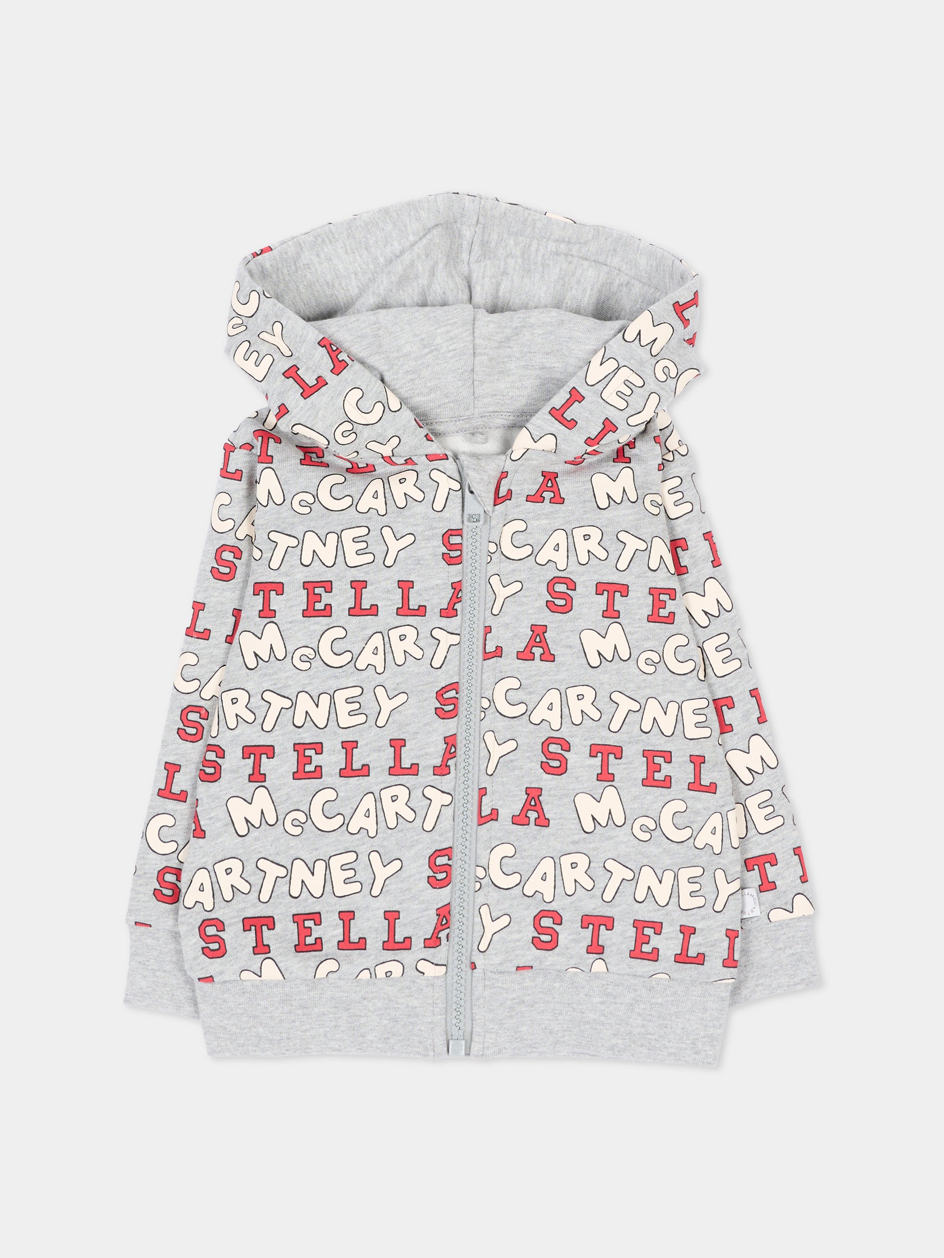 Felpa con cappuccio grigia per neonato con stampa,Stella Mccartney Kids,TZ4350 Z4013 807MC