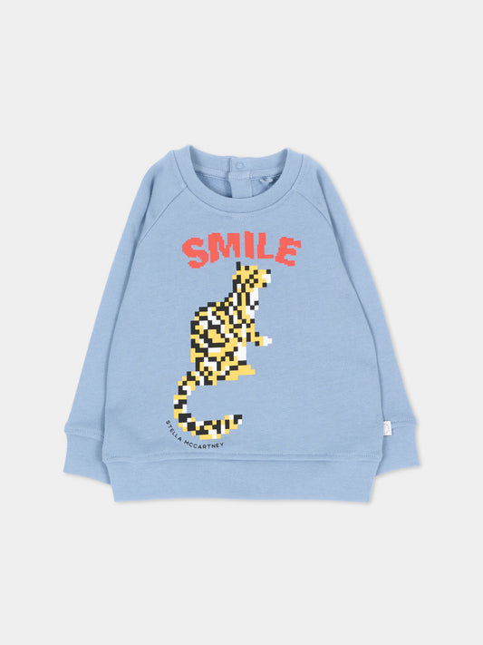 Felpa azzurra per neonato con tigre,Stella Mccartney Kids,TZ4360 Z3059 643