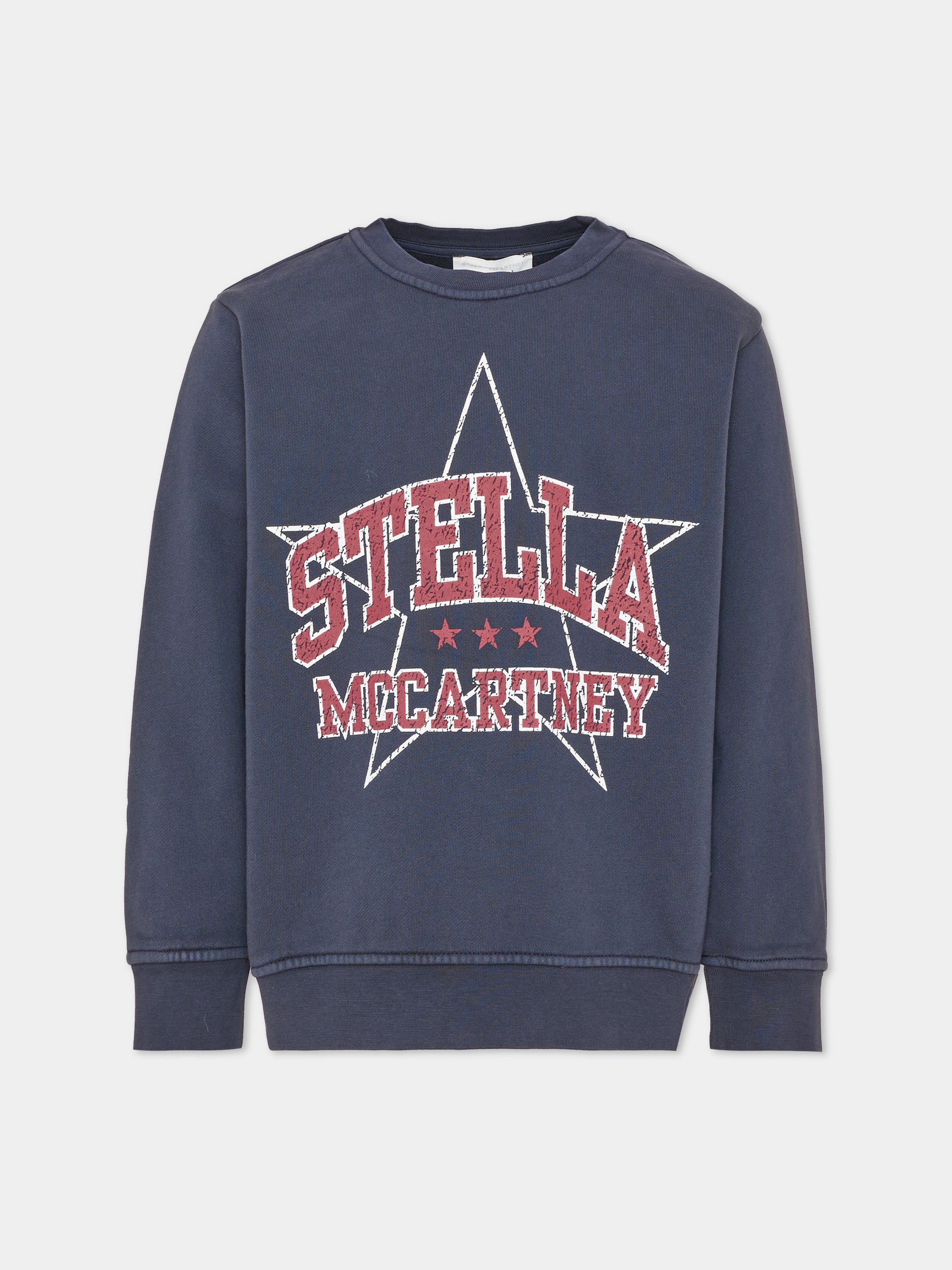 Felpa girocollo blu per bambina con logo,Stella Mccartney Kids,TZ4B10 Z3826 61L