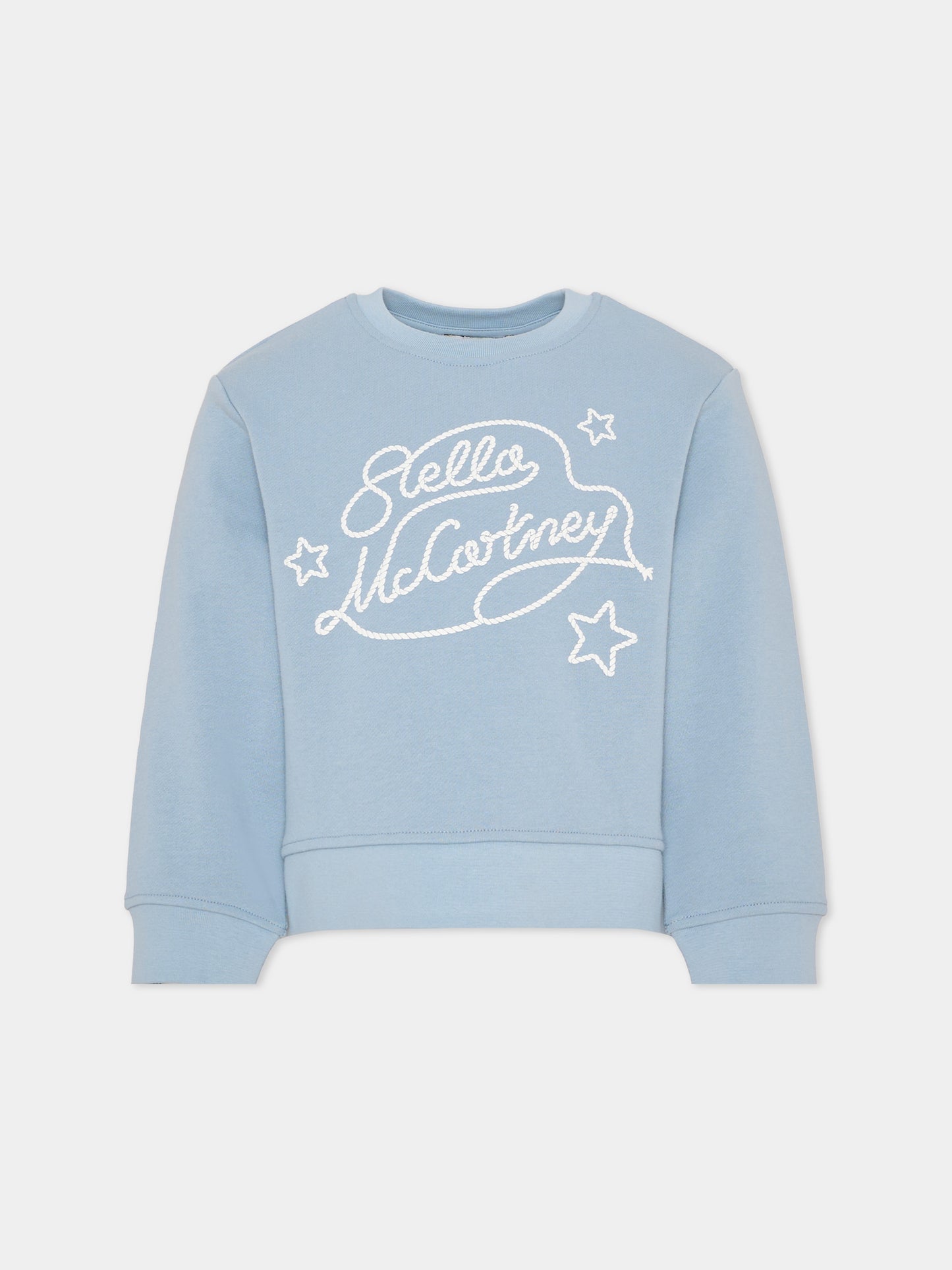 Felpa celeste per bambina con logo,Stella Mccartney Kids,TZ4B50 Z3059 61E