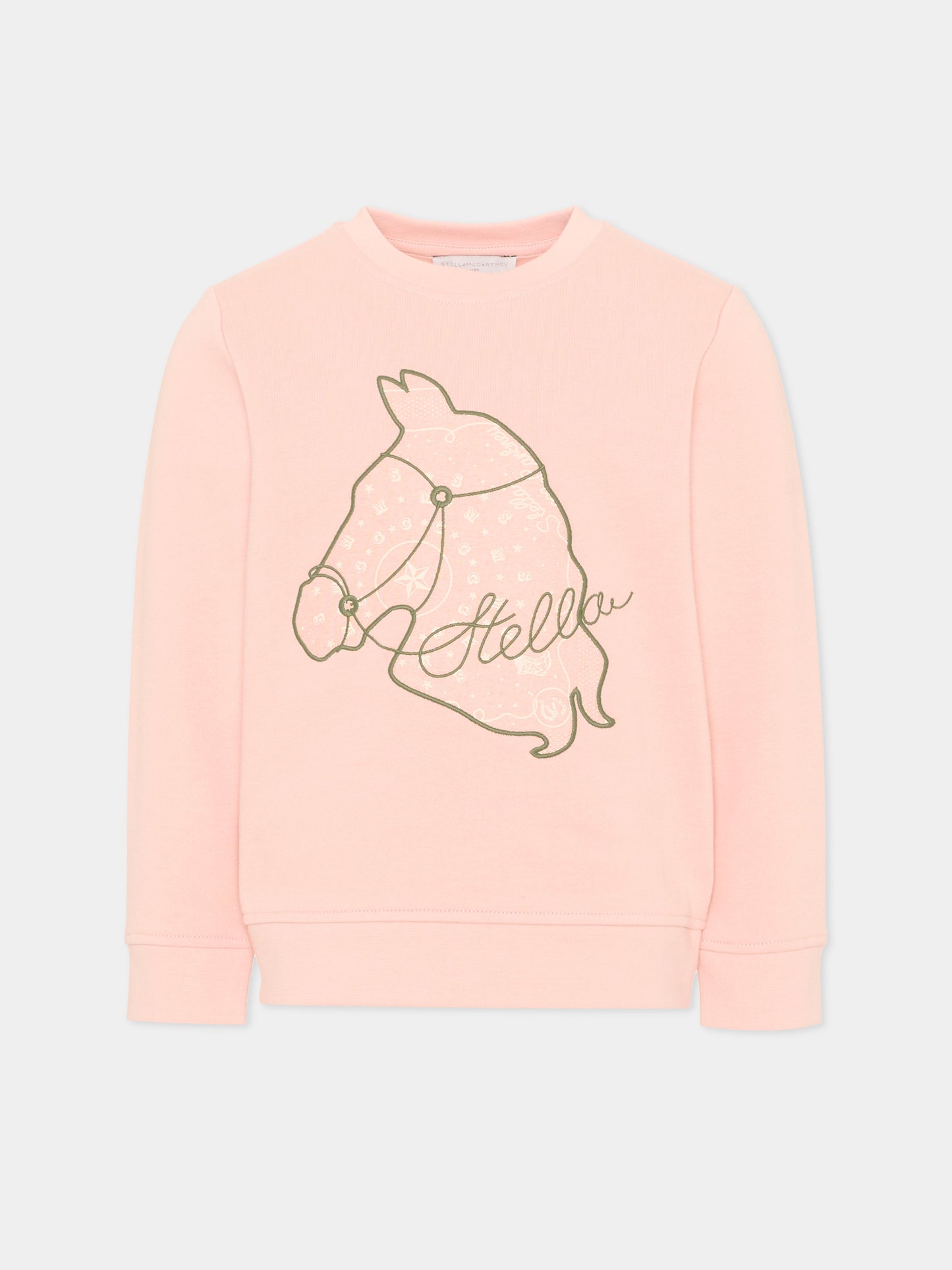 Felpa rosa per bambina con cavallo,Stella Mccartney Kids,TZ4B70 Z3059 50M