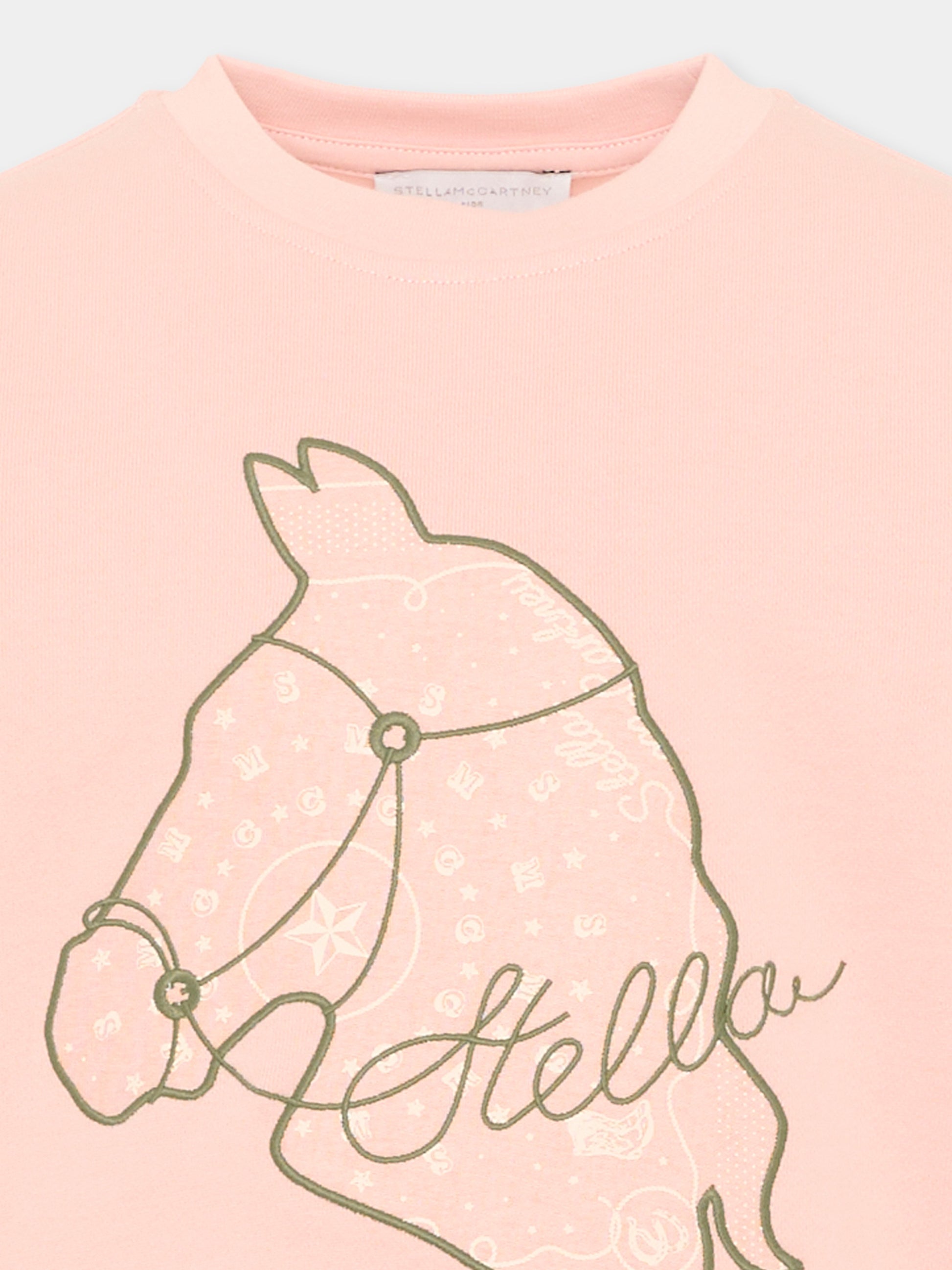Felpa rosa per bambina con cavallo,Stella Mccartney Kids,TZ4B70 Z3059 50M