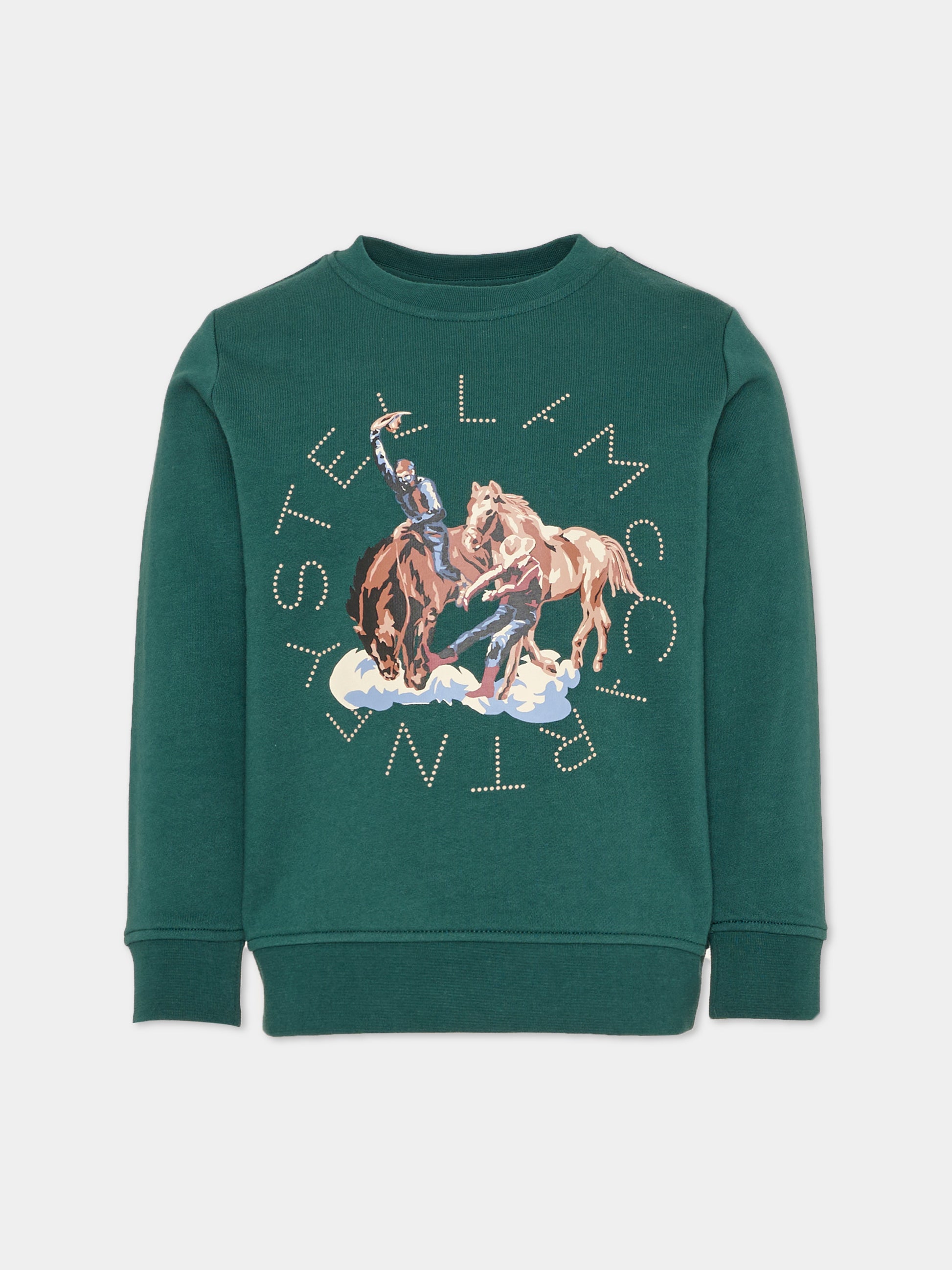 Felpa verde per bambino con stampa,Stella Mccartney Kids,TZ4P90 Z3059 737