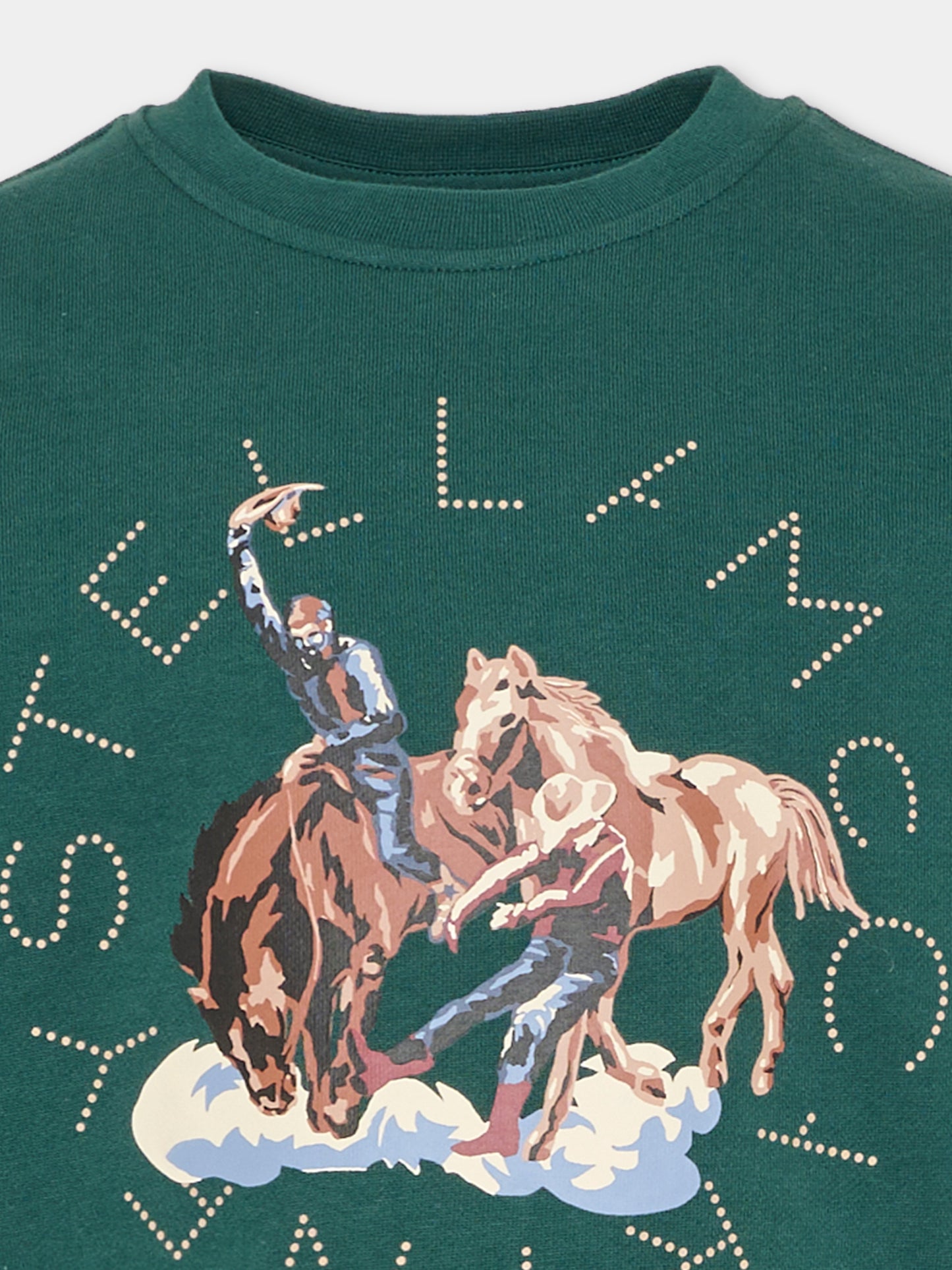 Felpa verde per bambino con stampa,Stella Mccartney Kids,TZ4P90 Z3059 737