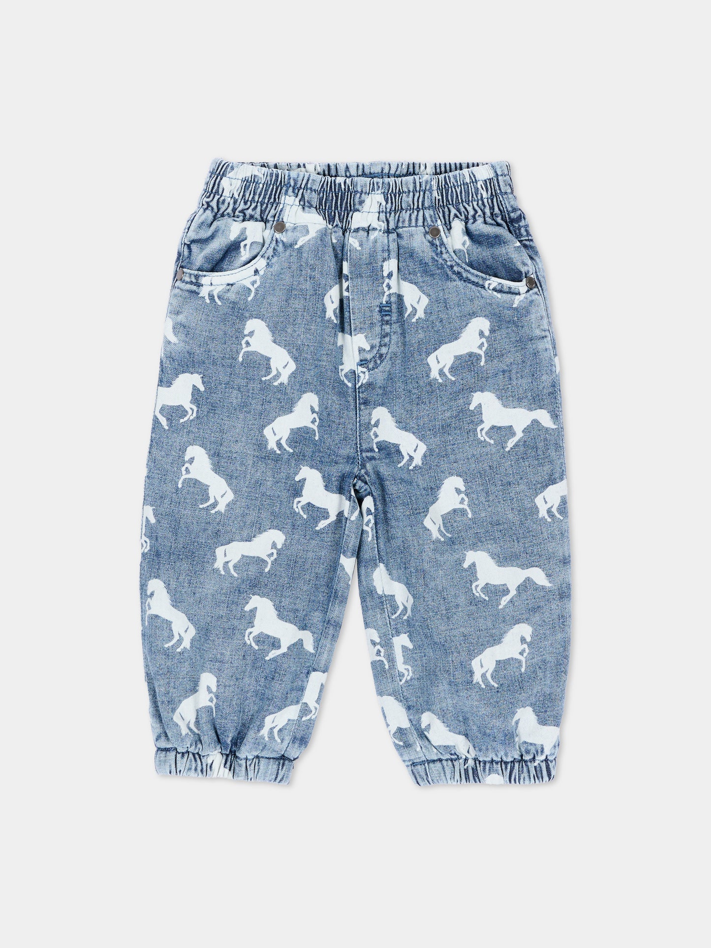 Jeans denim per neonato con cavalli,Stella Mccartney Kids,TZ6320 Z4033 664BL