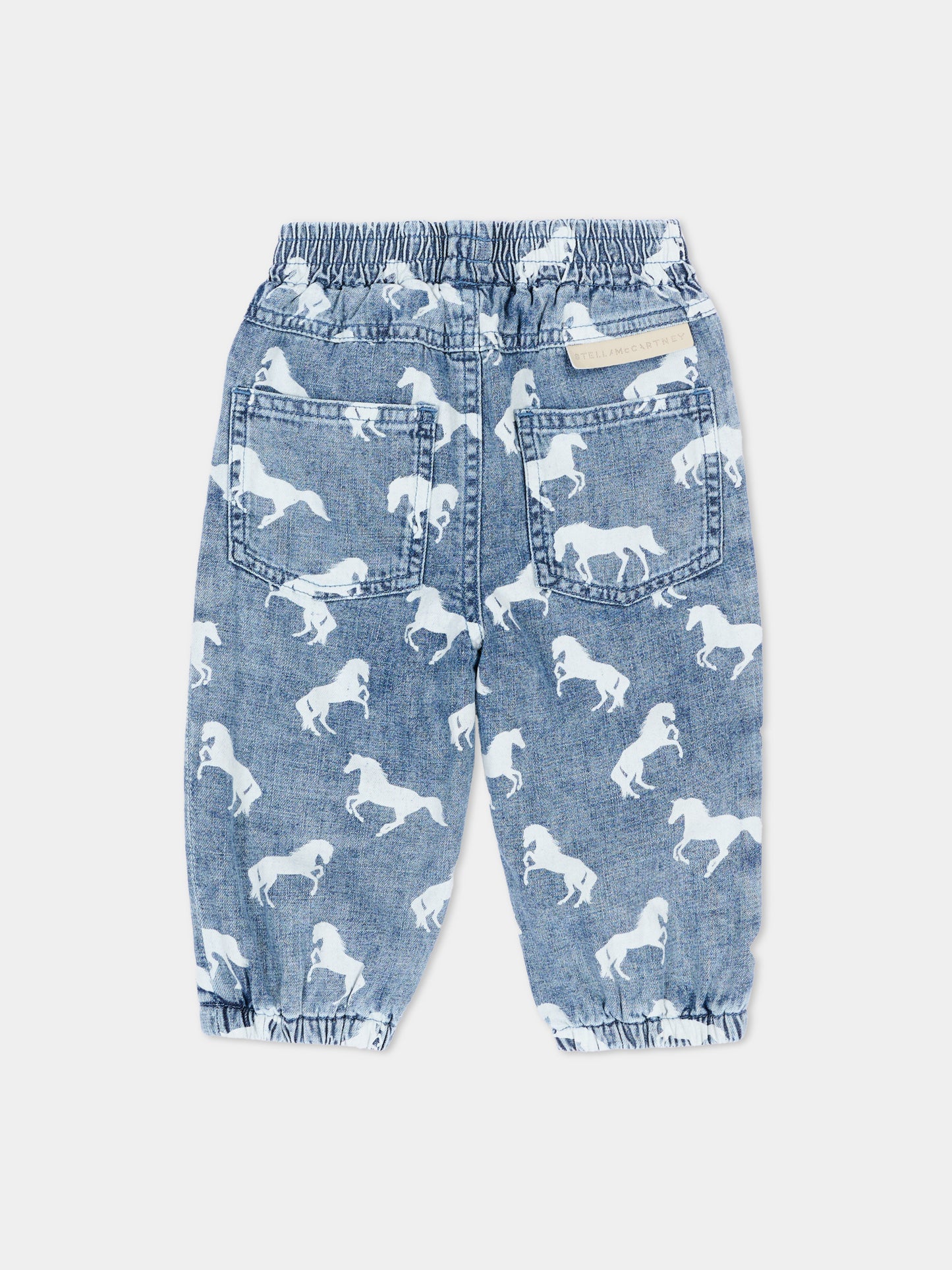 Jeans denim per neonato con cavalli,Stella Mccartney Kids,TZ6320 Z4033 664BL