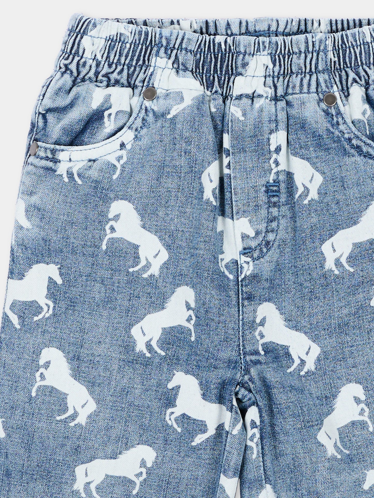 Jeans denim per neonato con cavalli,Stella Mccartney Kids,TZ6320 Z4033 664BL
