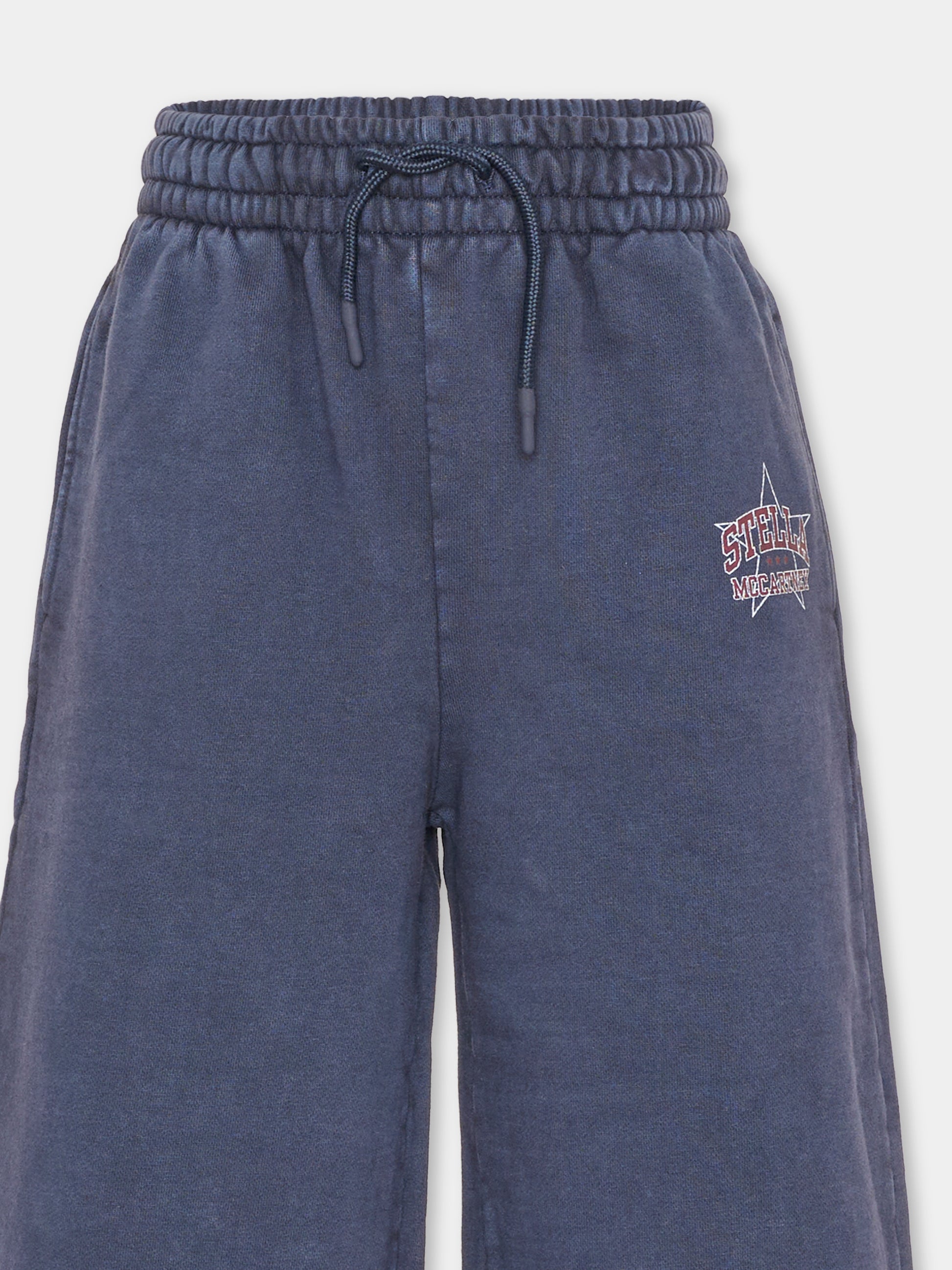 Pantalone blu per bambina con logo,Stella Mccartney Kids,TZ6B10 Z3826 61L