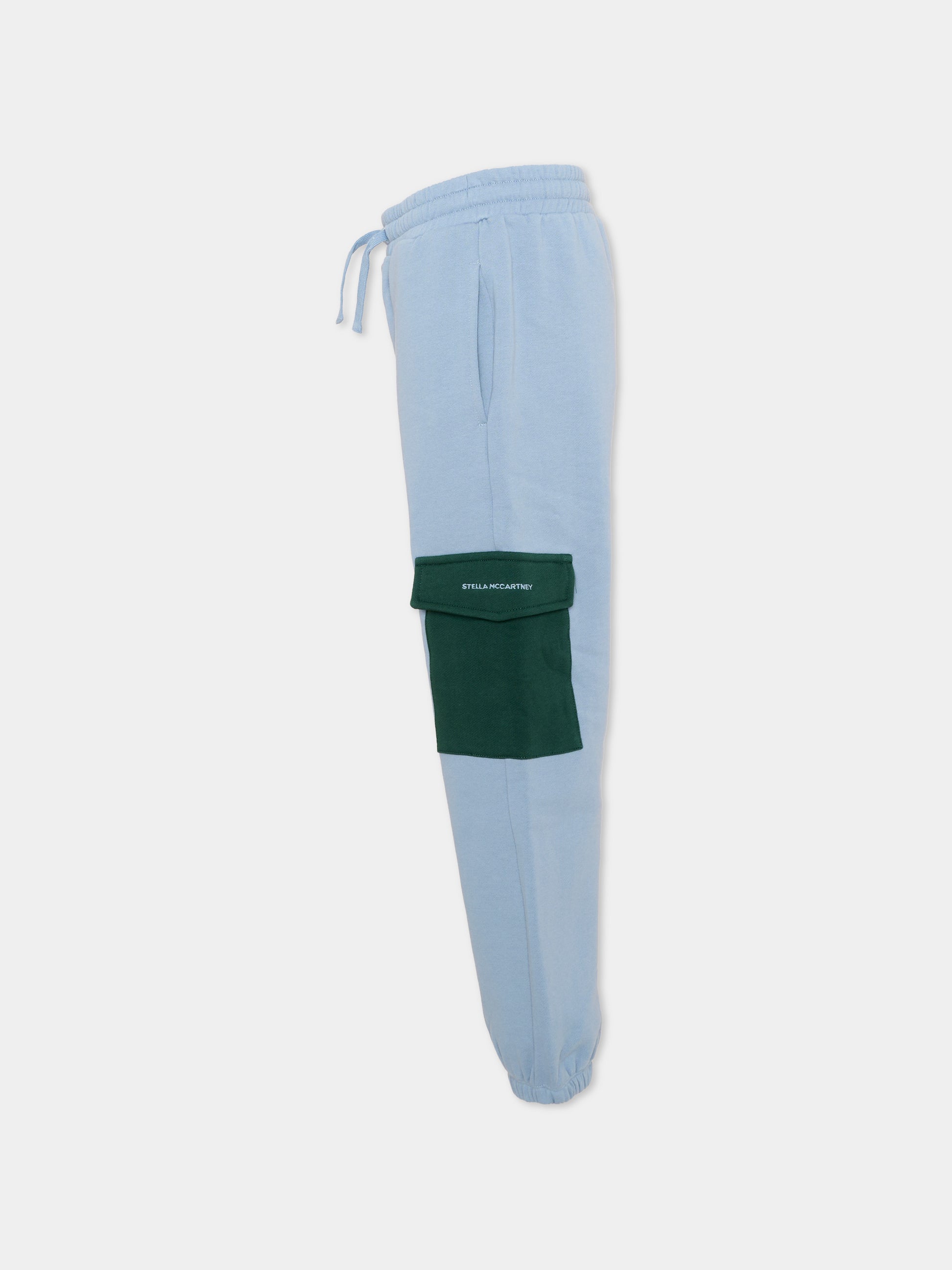 Pantaloni sportivi celesti per bambino con logo,Stella Mccartney Kids,TZ6H90 Z3059 643