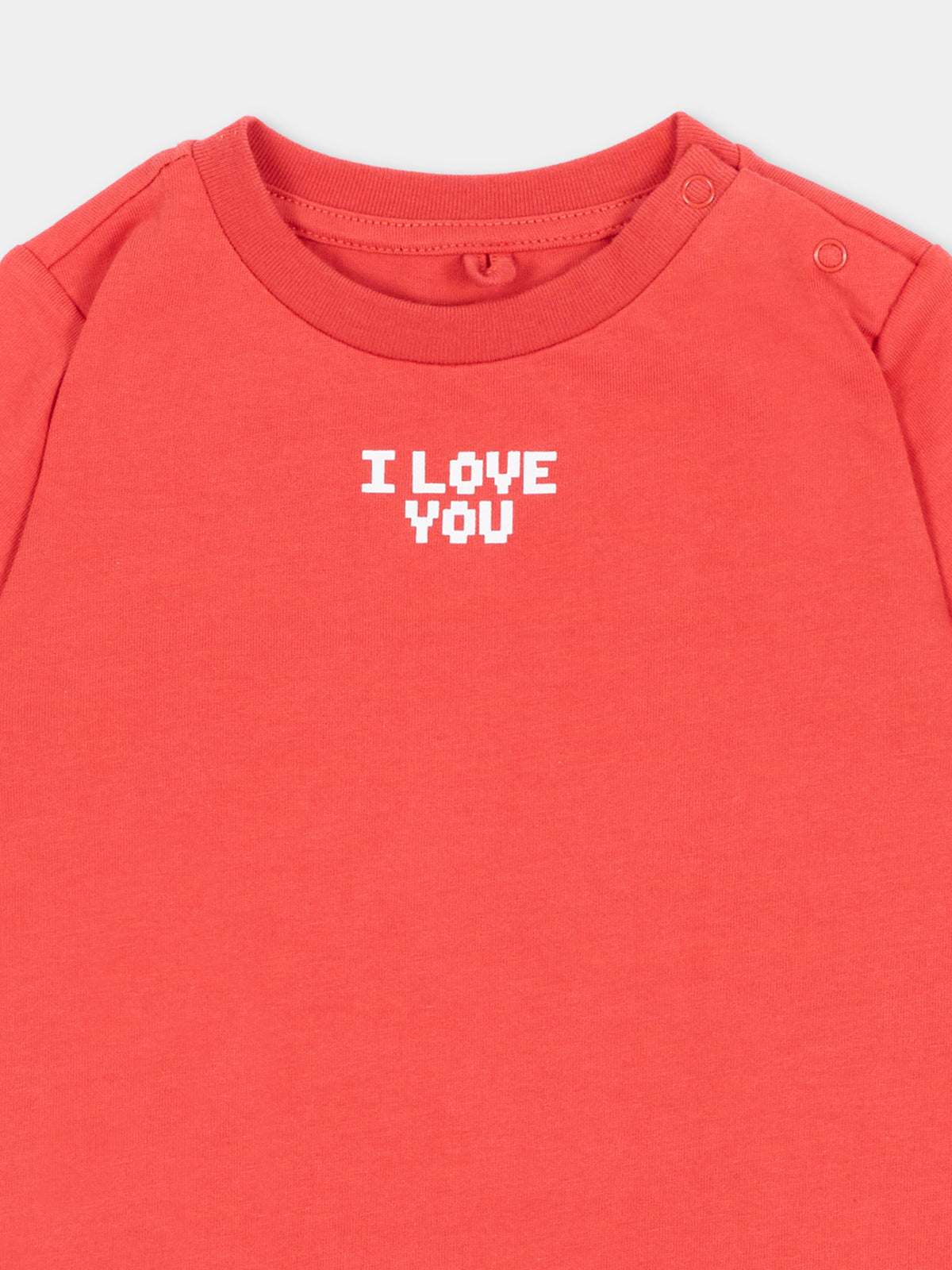 T-shirt corallo per neonata con scritta,Stella Mccartney Kids,TZ8071 Z3772 423