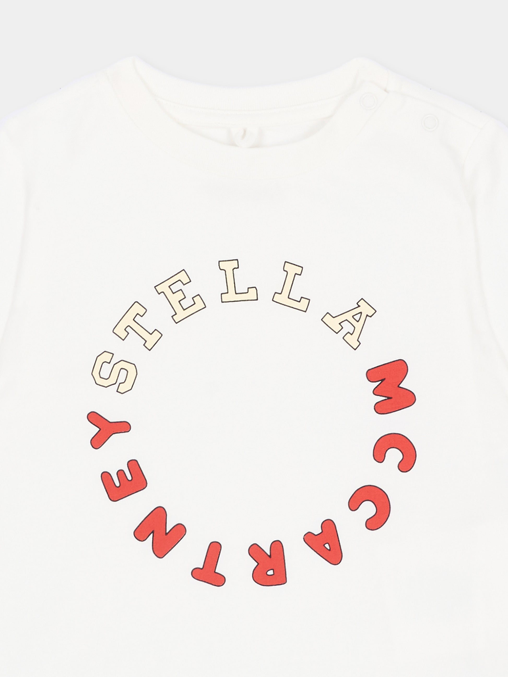 T-shirt avorio per neonati con logo,Stella Mccartney Kids,TZ8341 Z3931 101