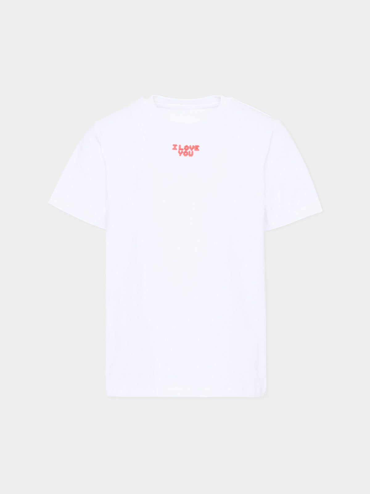T-shirt bianca per bambina con scritta in rilievo,Stella Mccartney Kids,TZ8C41 Z3772 100
