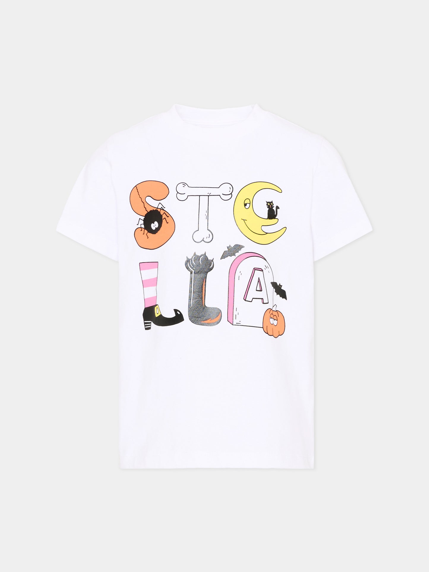 T-shirt bianca per bambina con stampa,Stella Mccartney Kids,TZ8C61 Z3772 100