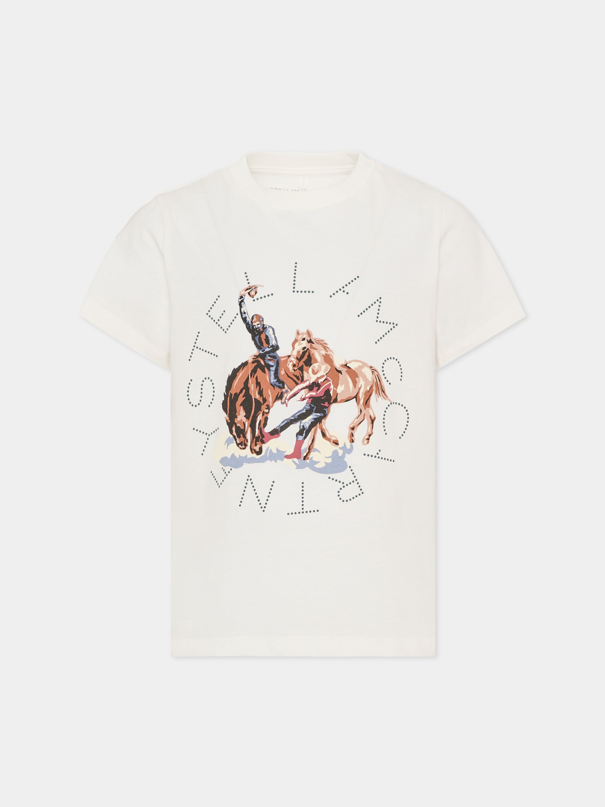 T-shirt avorio per bambino con stampa,Stella Mccartney Kids,TZ8P61 Z3772 101