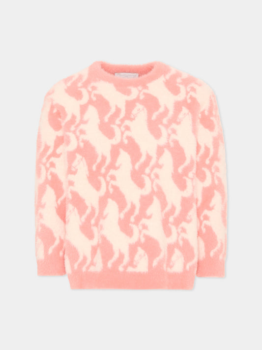 Maglione rosa per bambina con unicorni,Stella Mccartney Kids,TZ9A40 Z2288 999