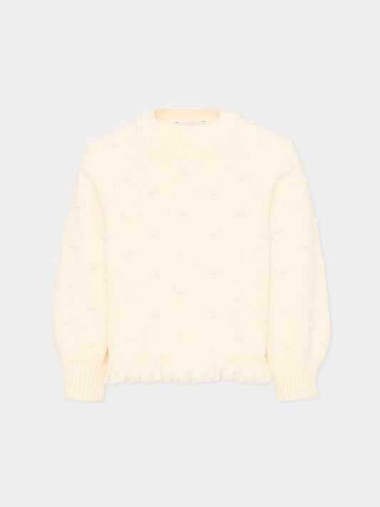 Maglione avorio per bambina con pois,Stella Mccartney Kids,TZ9A80 Z1528 101