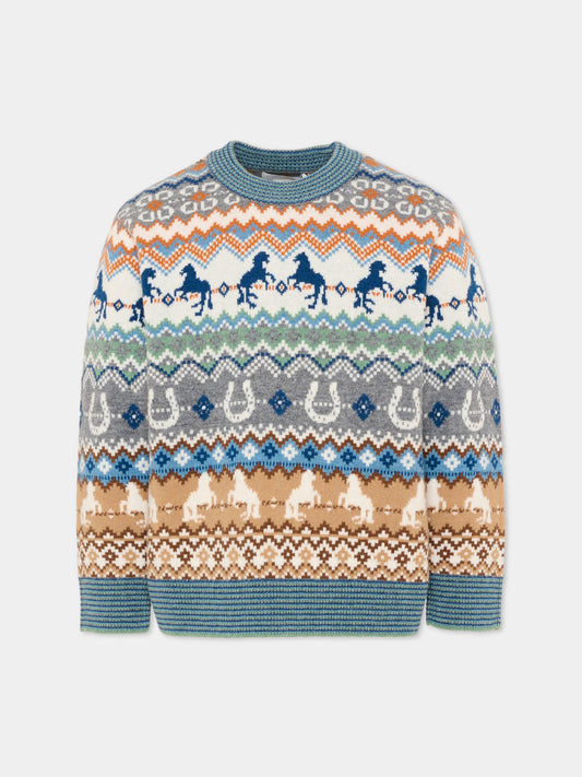 Maglione multicolor per bambino jacquard,Stella Mccartney Kids,TZ9H10 Z3893 999
