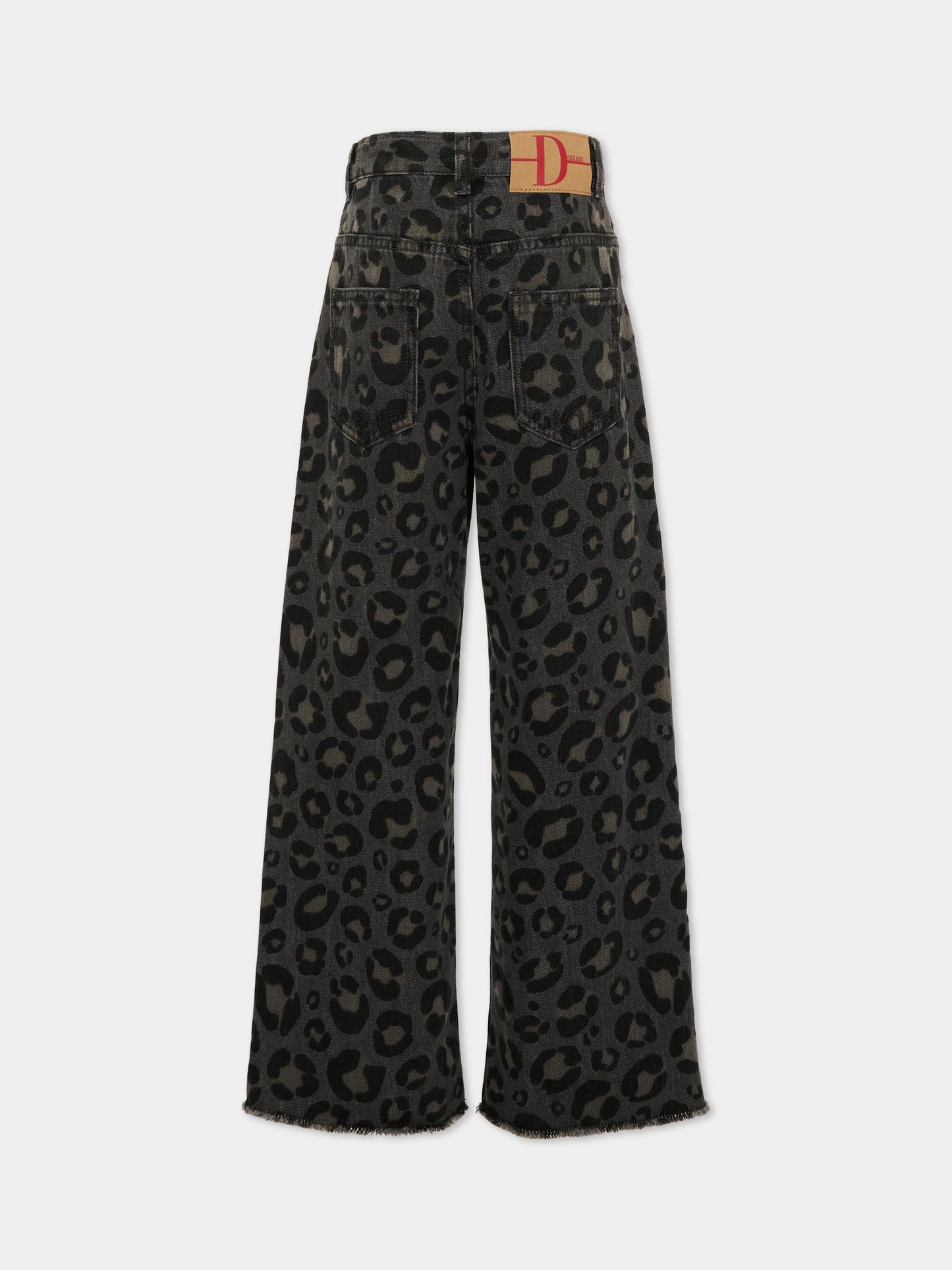 Jeans grigio per bambina animalier,Douuod Kids,DZ6P60 Z4163 924BG