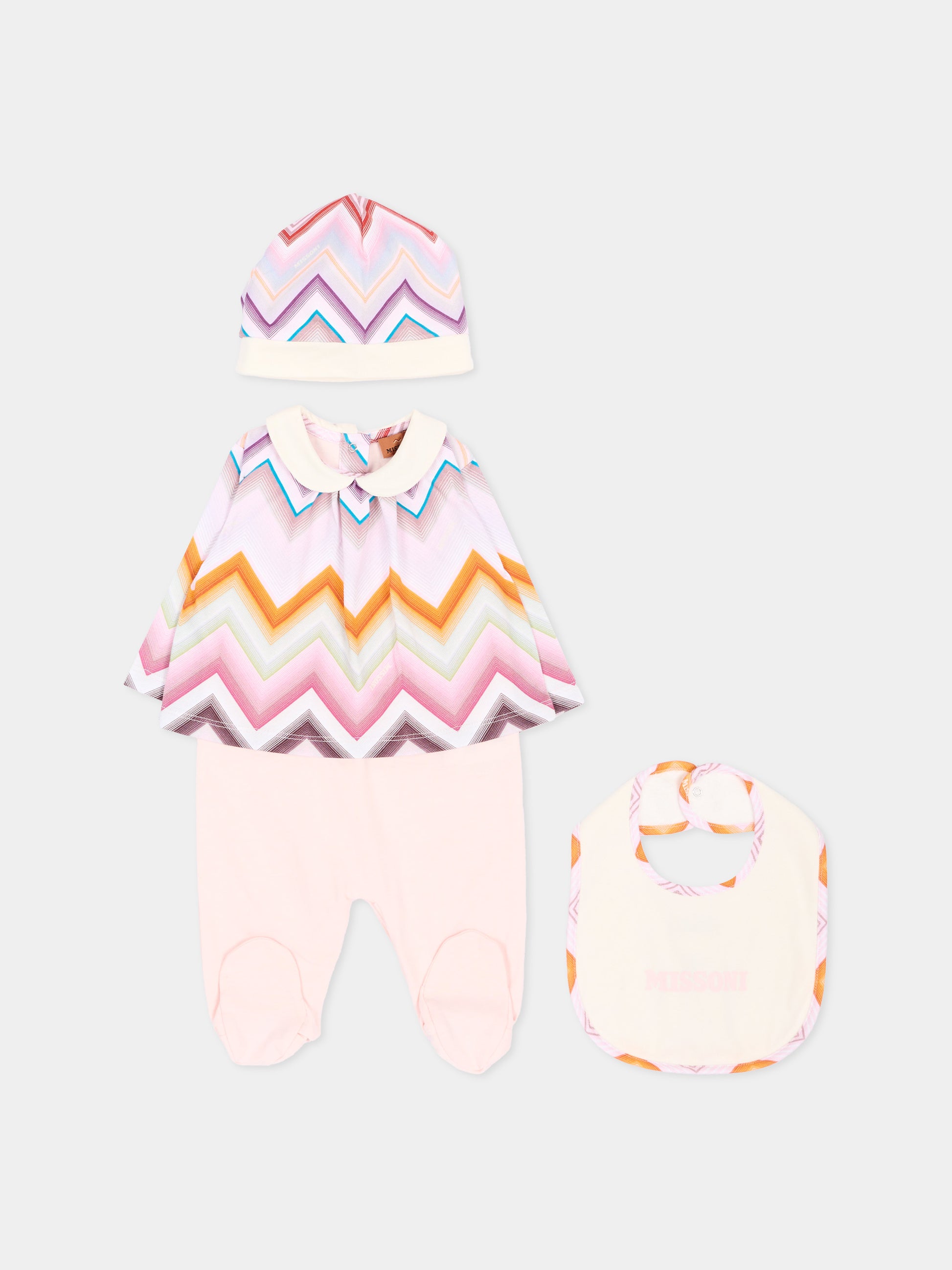 Set tutina multicolor per neonata con chevron,Missoni,MZB010 Z4076 999