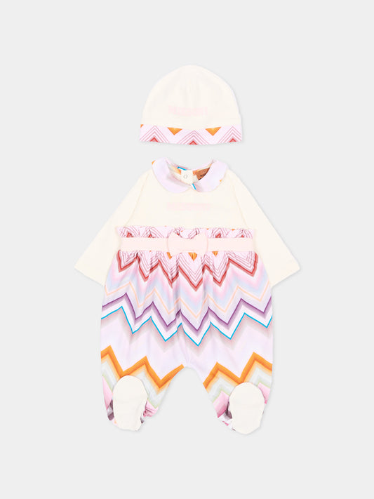 Set tutina avorio per neonata con chevron,Missoni,MZB020 Z3672 102MC