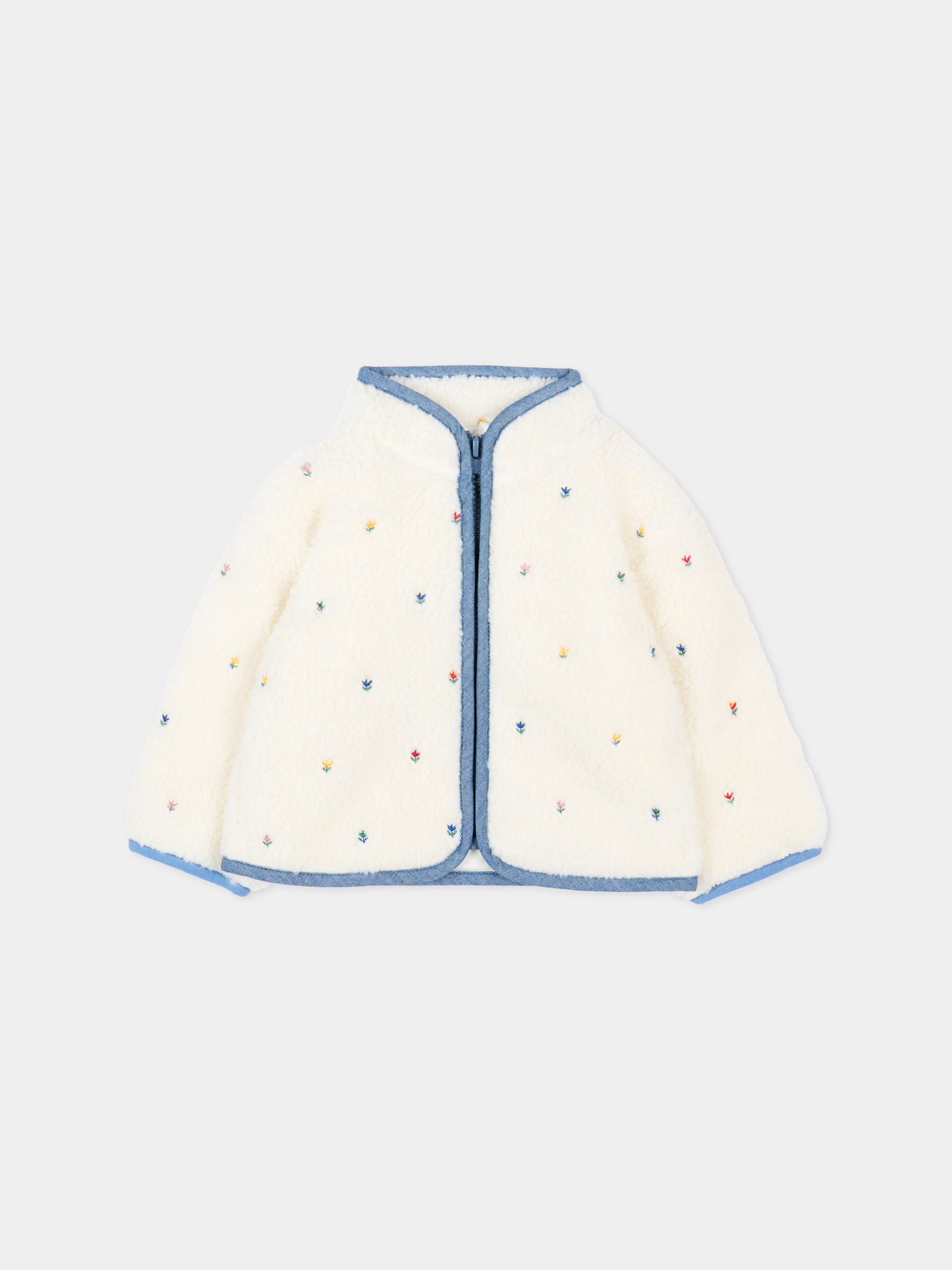 Ecopelliccia avorio per neonata con fiori,Stella Mccartney Kids,TZ2017 Z3881 189EM