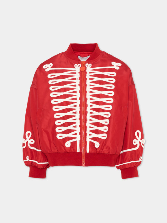 Bomber rosso per bambina con ricami,Stella Mccartney Kids,TZ2A27 Z2327 411