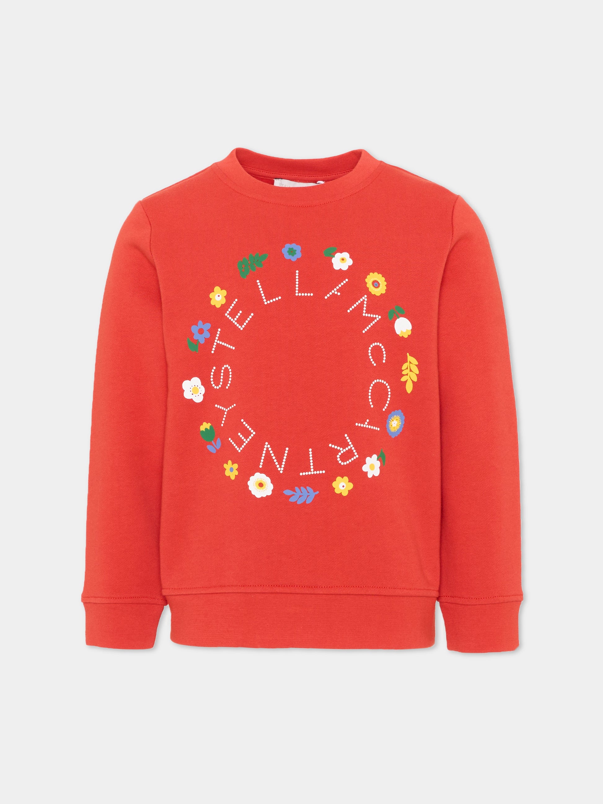 Felpa rossa per bambina con logo,Stella Mccartney Kids,TZ4A50 Z3059 411