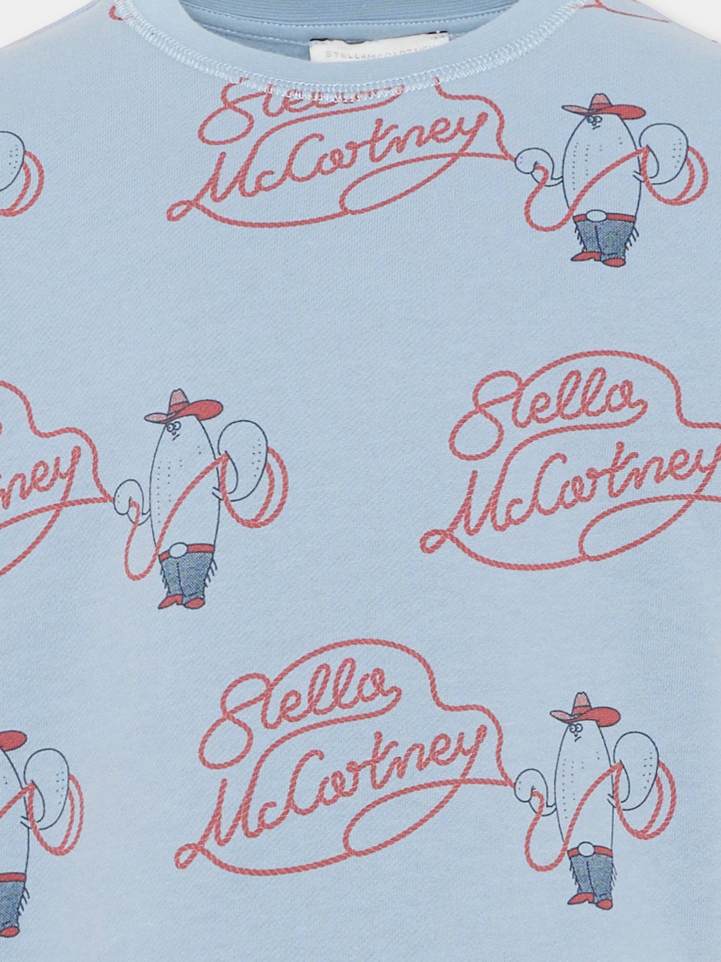 Felpa celeste per bambino con logo,Stella Mccartney Kids,TZ4P00 Z3952 61EMC