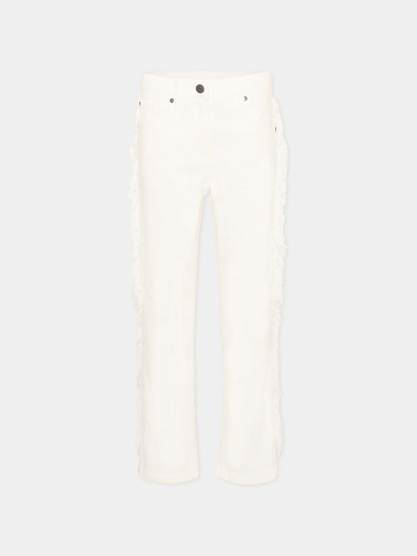Jeans bianco per bambina con frange,Stella Mccartney Kids,TZ6A50 Z0156 101