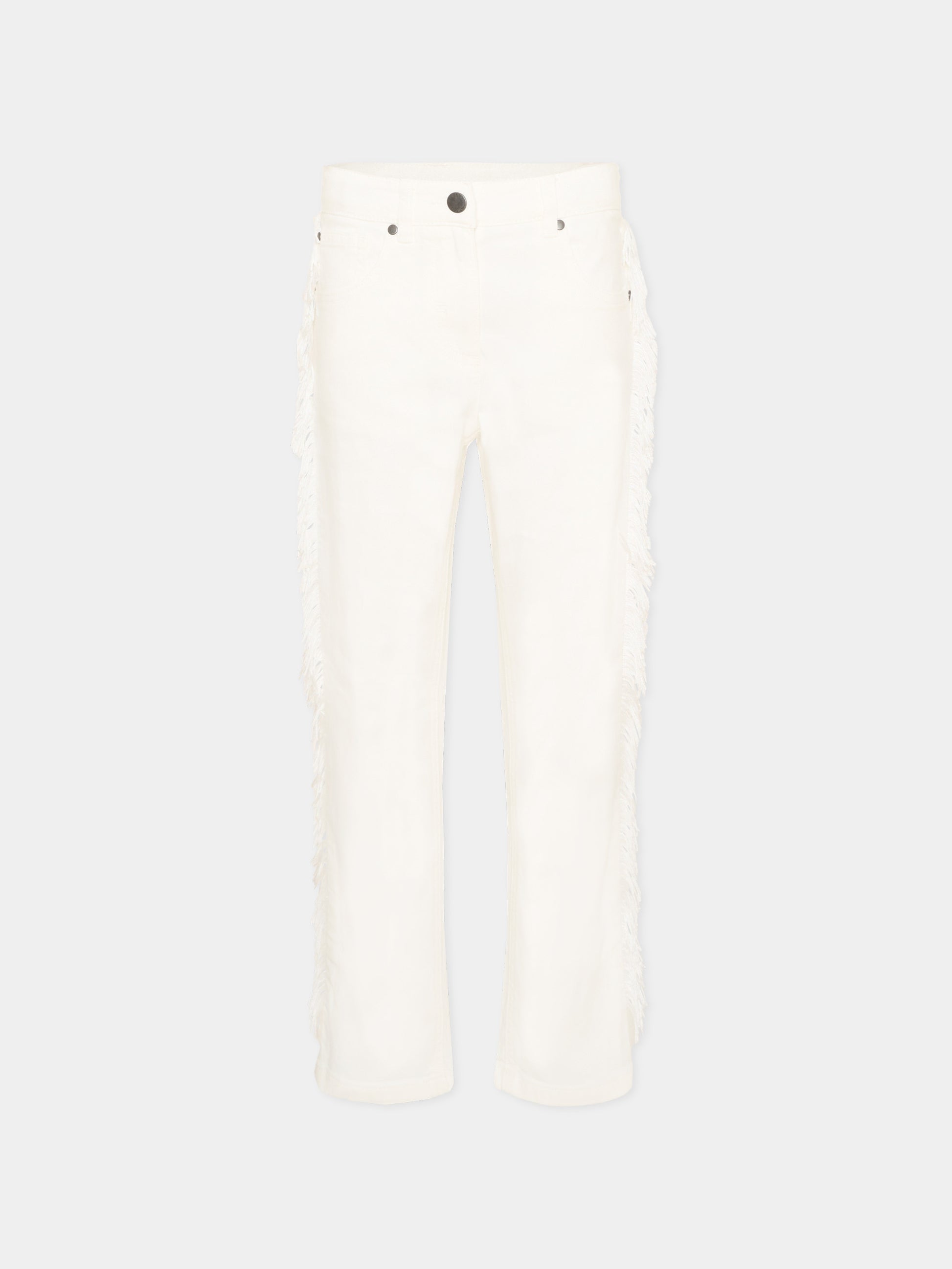 Jeans bianco per bambina con frange,Stella Mccartney Kids,TZ6A50 Z0156 101