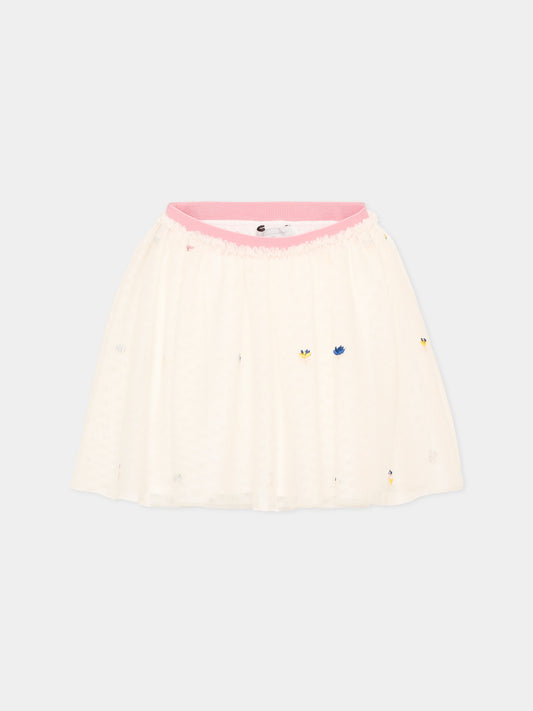 Gonna avorio per bambina con fiori,Stella Mccartney Kids,TZ7A21 Z3897 189EM