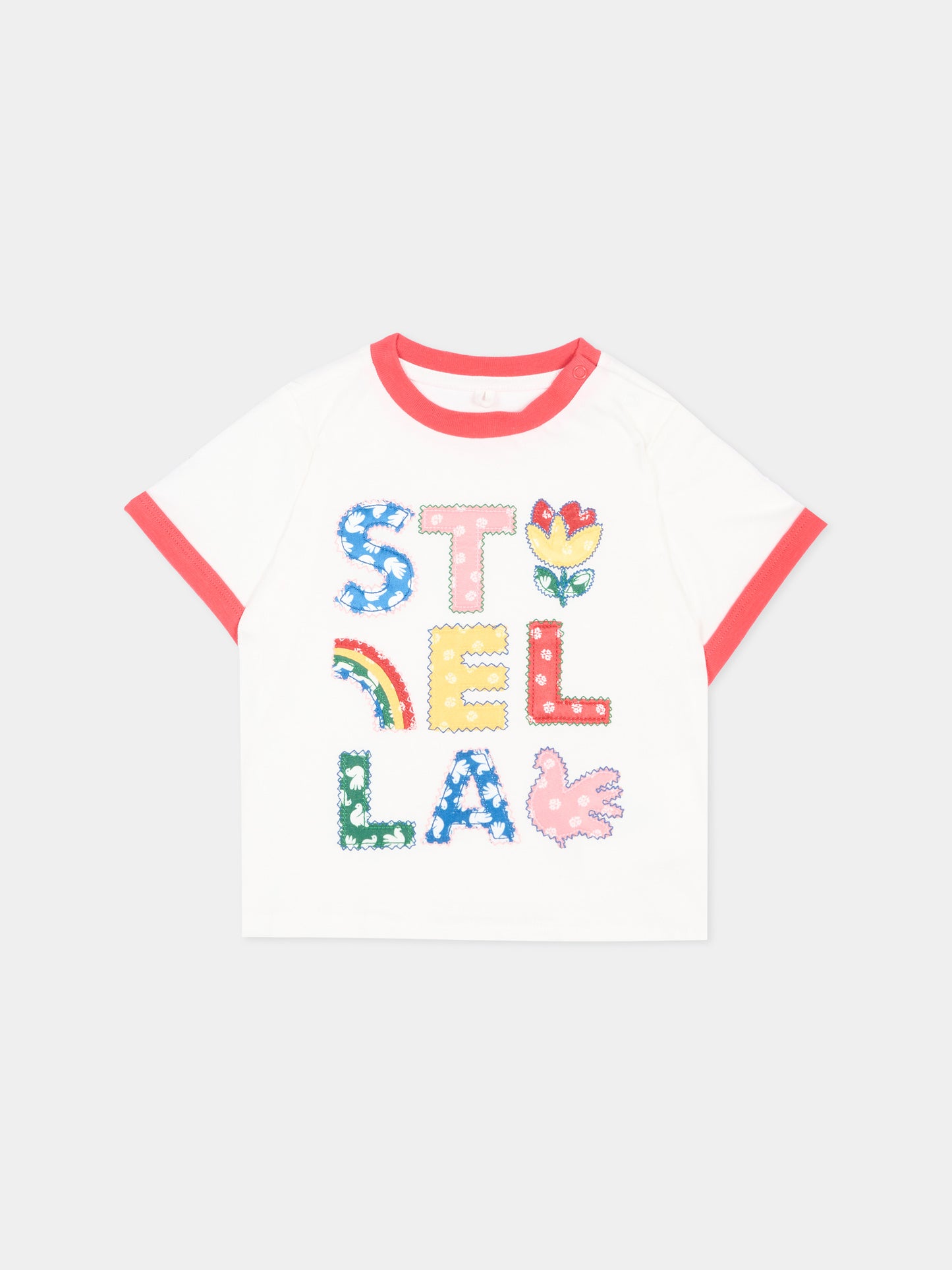 T-shirt avorio per neonata con logo,Stella Mccartney Kids,TZ8011 Z3772 101