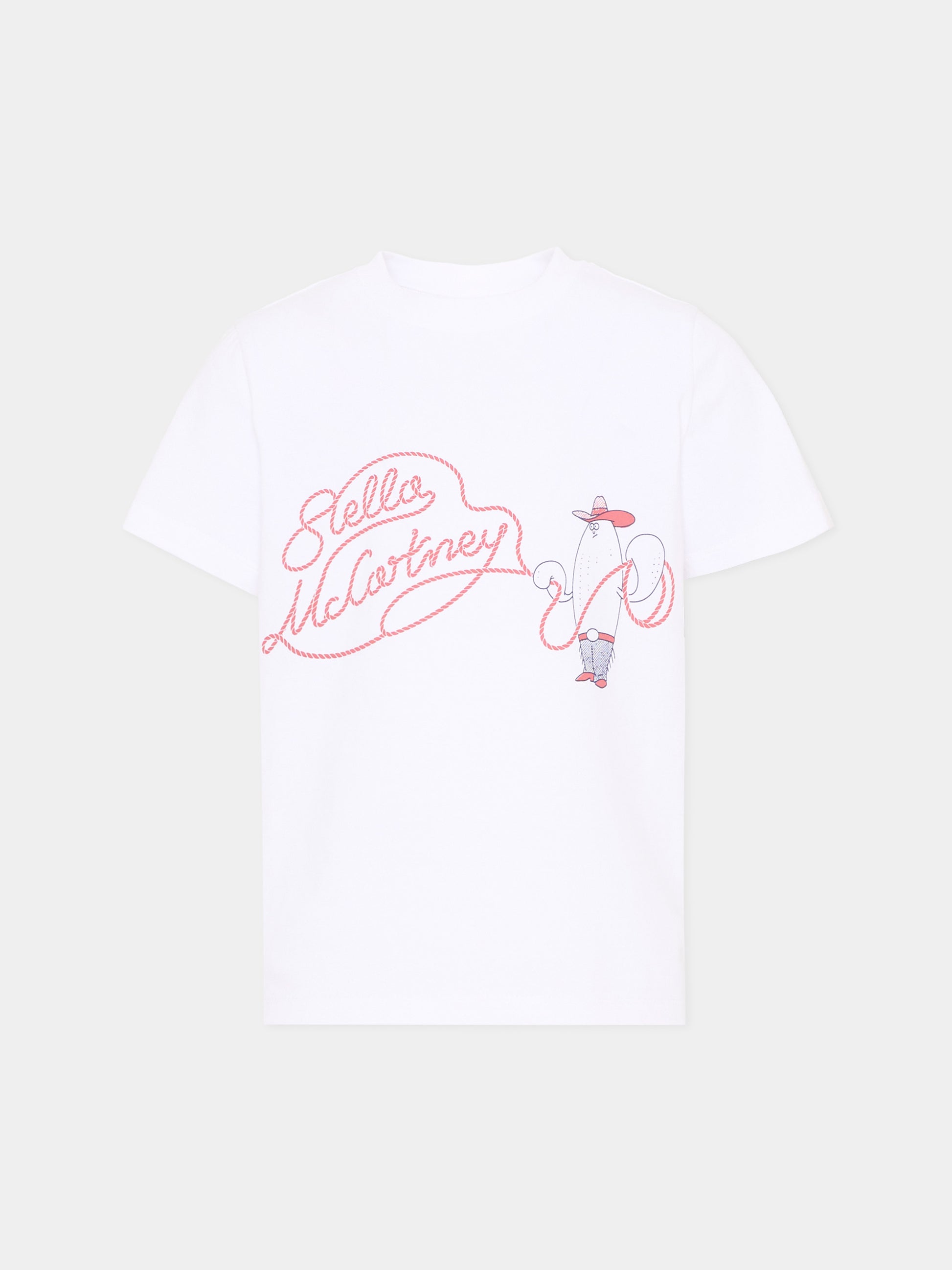 T-shirt bianca per bambini con logo,Stella Mccartney Kids,TZ8P01 Z3772 100