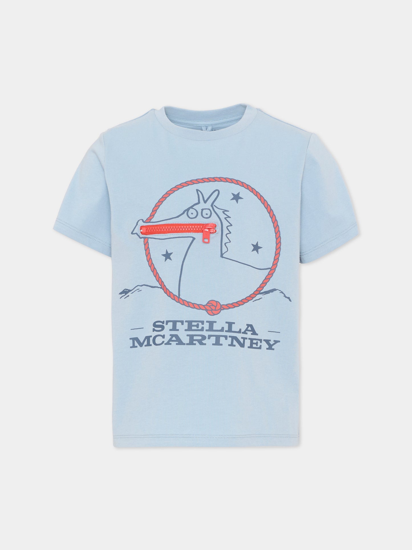 T-shirt celeste per bambino con logo,Stella Mccartney Kids,TZ8P51 Z3772 61E