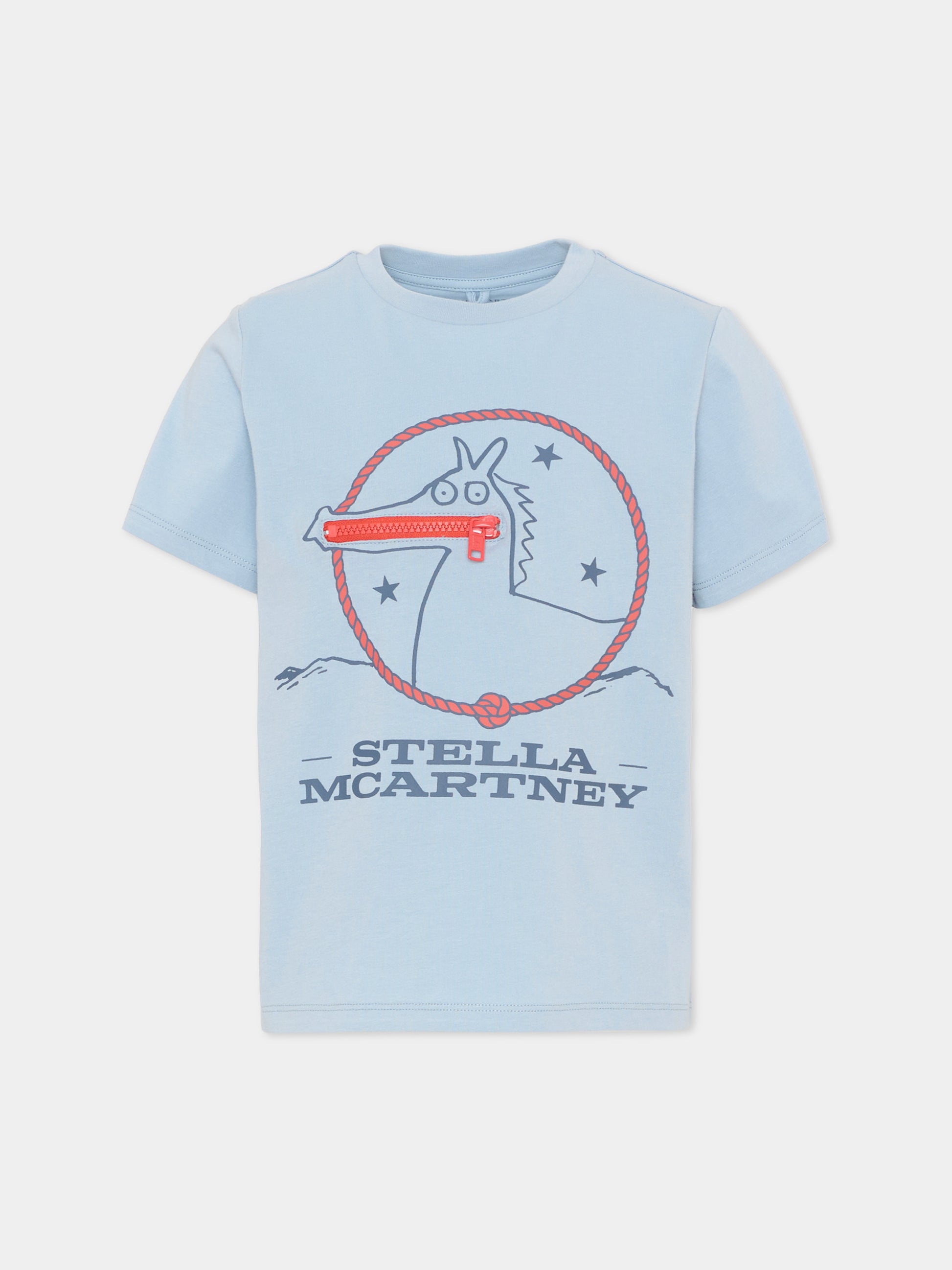 T-shirt celeste per bambino con logo,Stella Mccartney Kids,TZ8P51 Z3772 61E