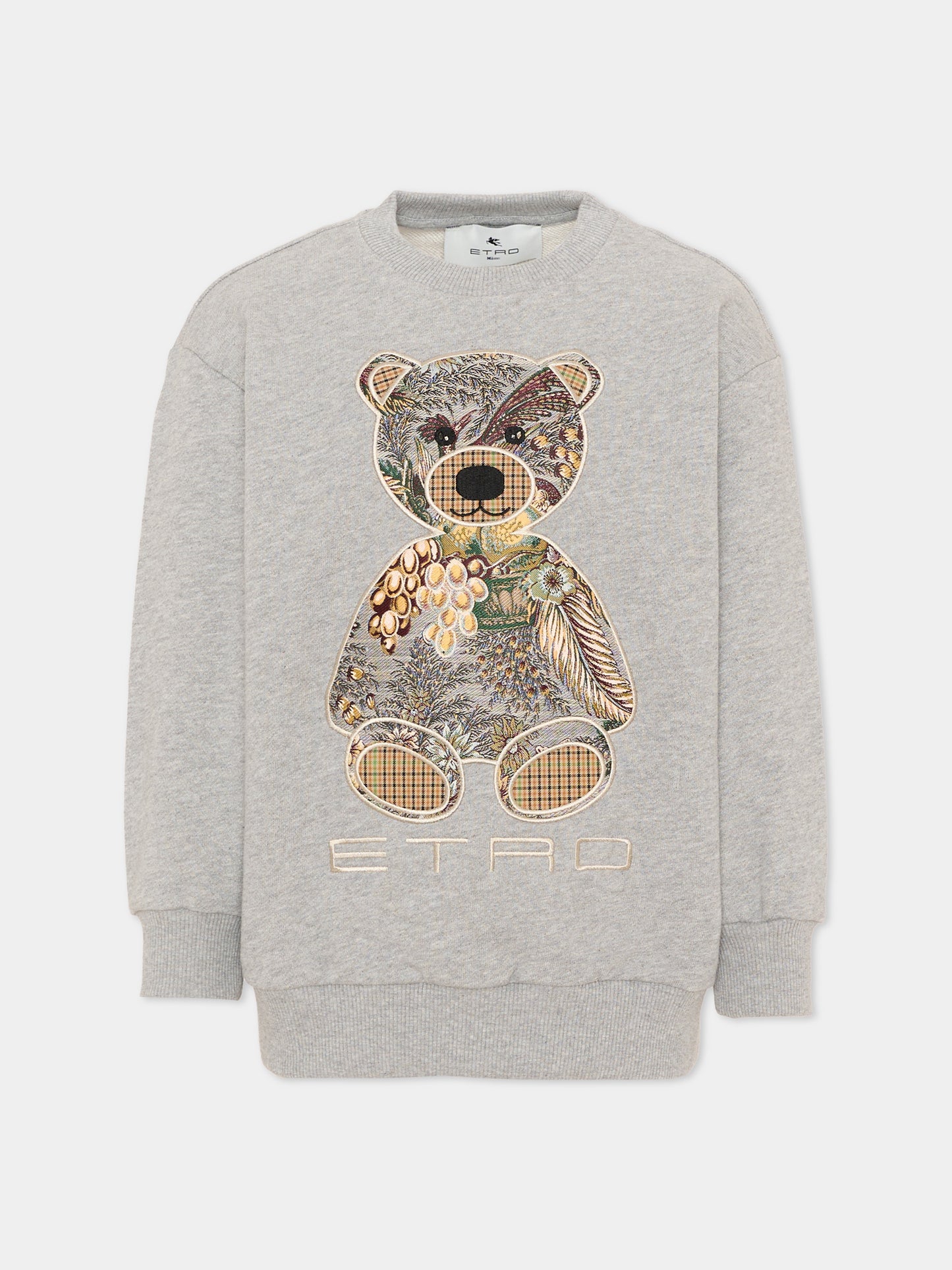 Felpa grigia per bambini con orsetto,Etro,GZ4P10 Z3188 806