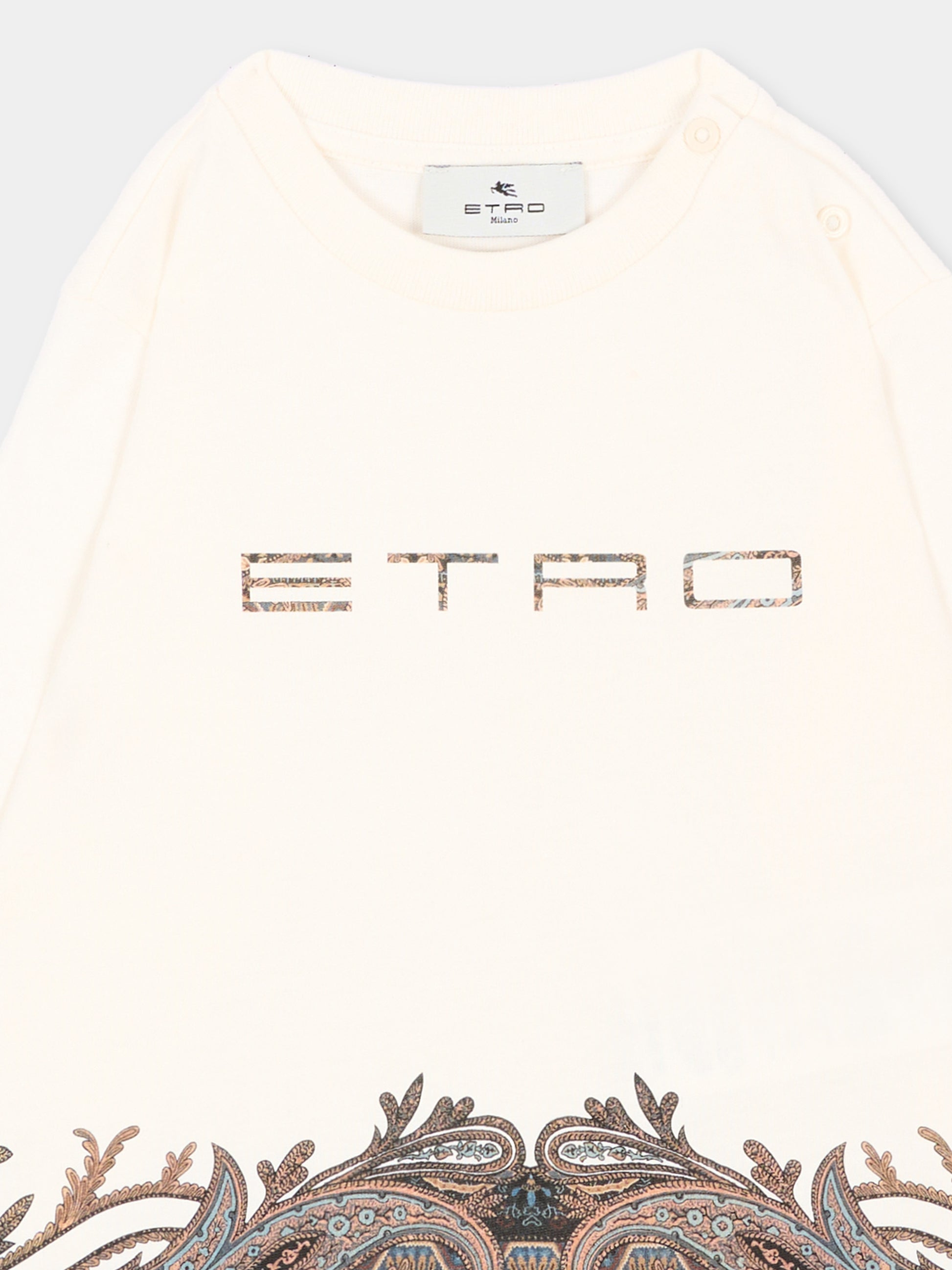 T-Shirt a manica lunga avorio per neonato,Etro,GZ8320 Z3672 102