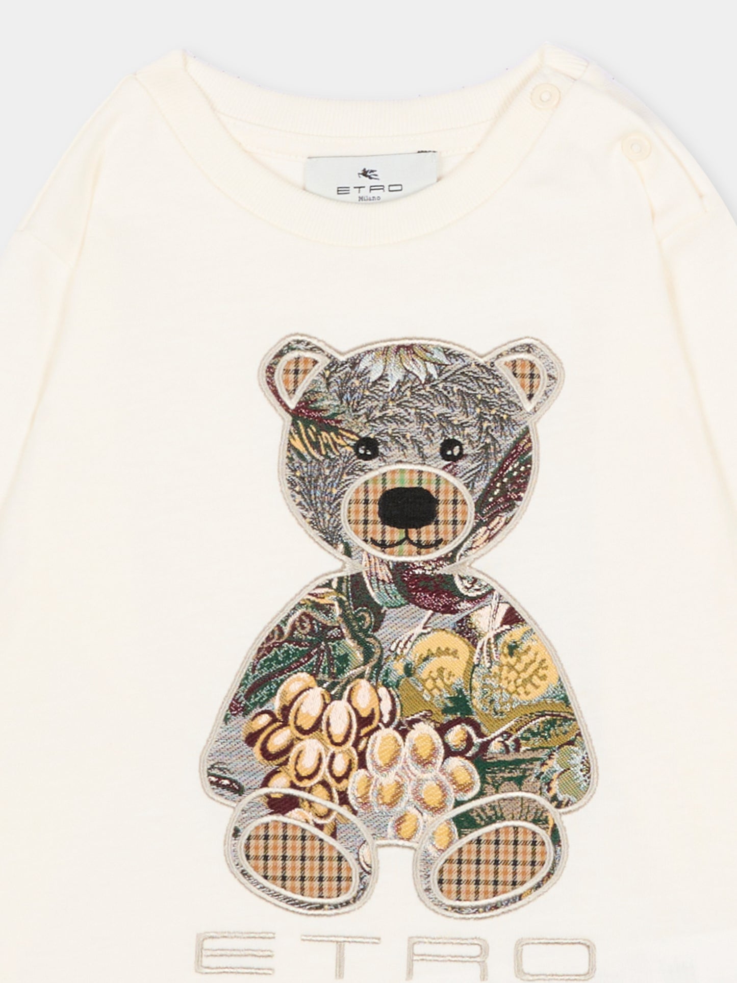 T-Shirt A Manica Lunga avorio per neonati con orsetto,Etro,GZ8520 Z3672 102