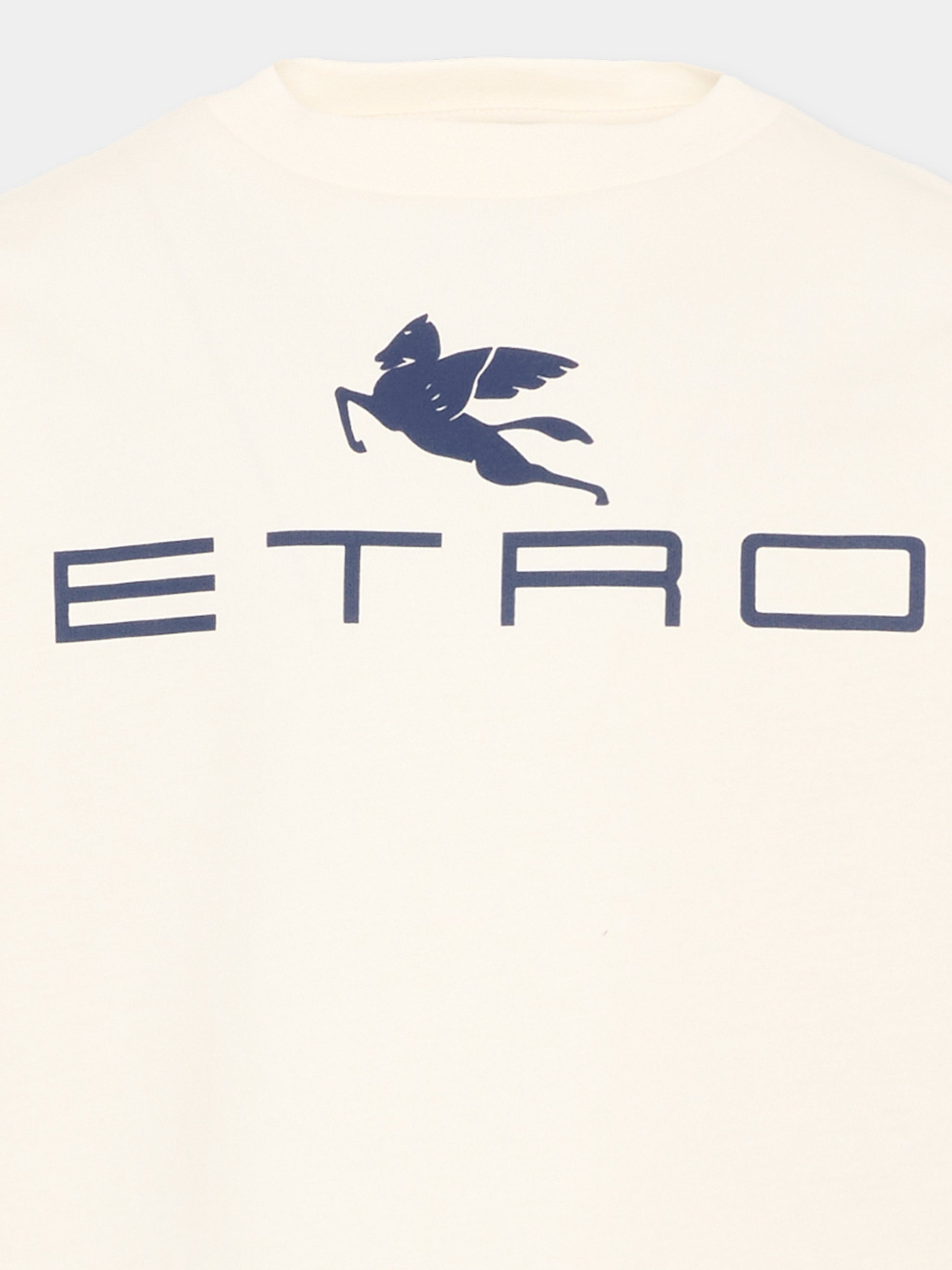 T-Shirt a manica lunga avorio per bambini con logo Pegaso,Etro,GZ8P10 Z3672 102