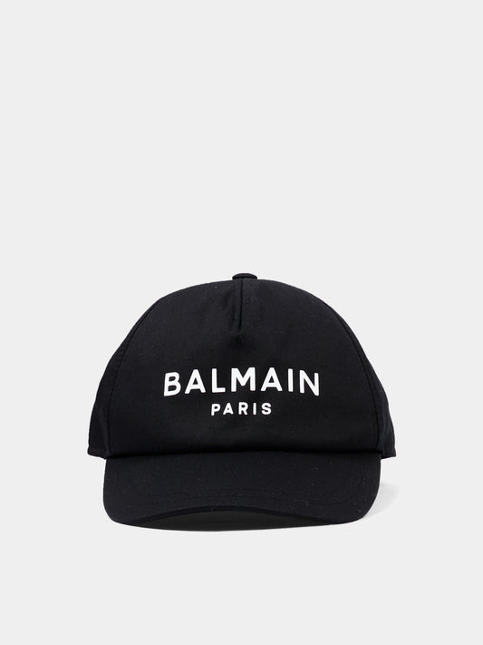 Cappello nero per bambini con logo,Balmain Kids,BX0P17 Z1053 930BC