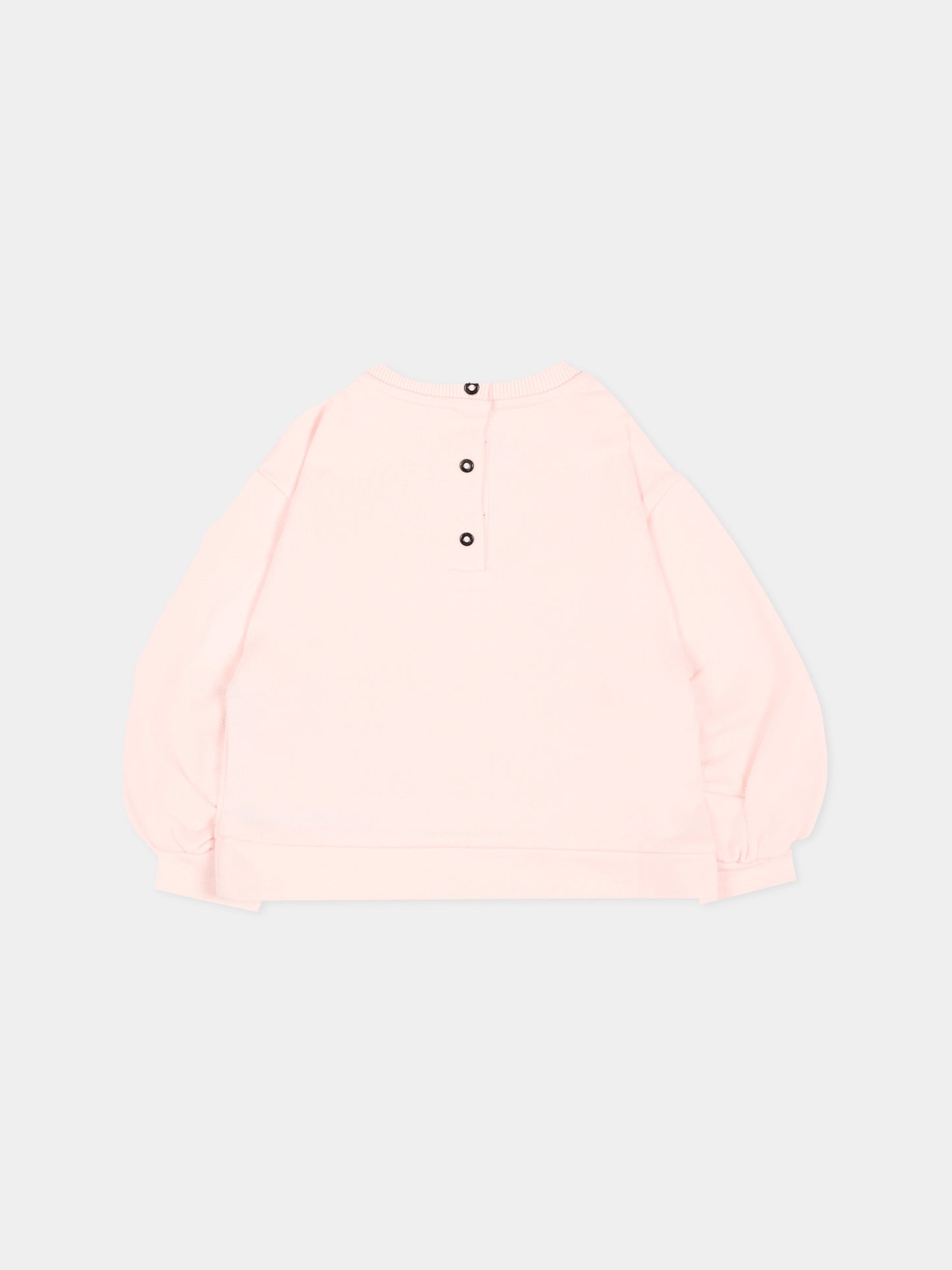Felpa rosa per neonata con logo,Balmain Kids,BZ4010 Z3183 508NE
